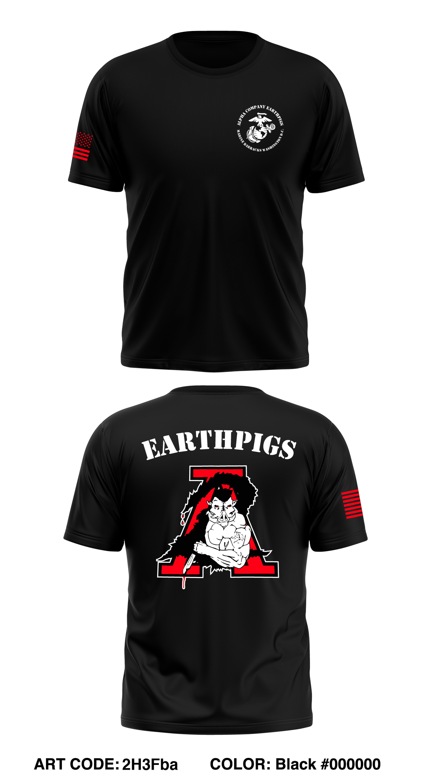 ALPHA COMPANY EARTHPIGS Store 1 Core Men's SS Performance Tee - 2H3Fba