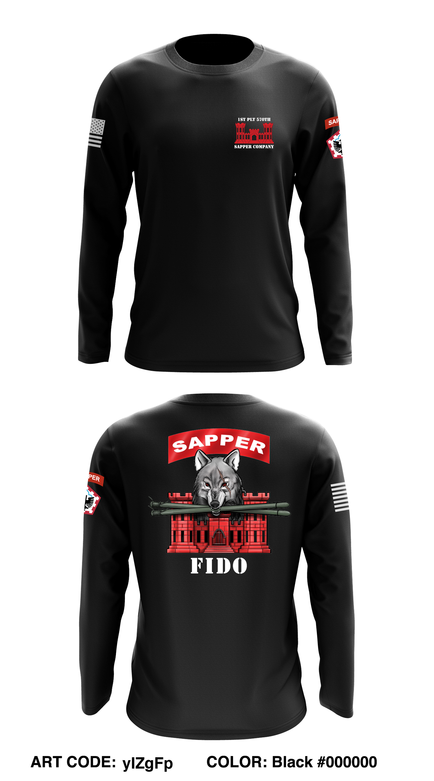 1st PLT 570th Sapper Company Store 1 Core Men's LS Performance Tee - yIZgFp