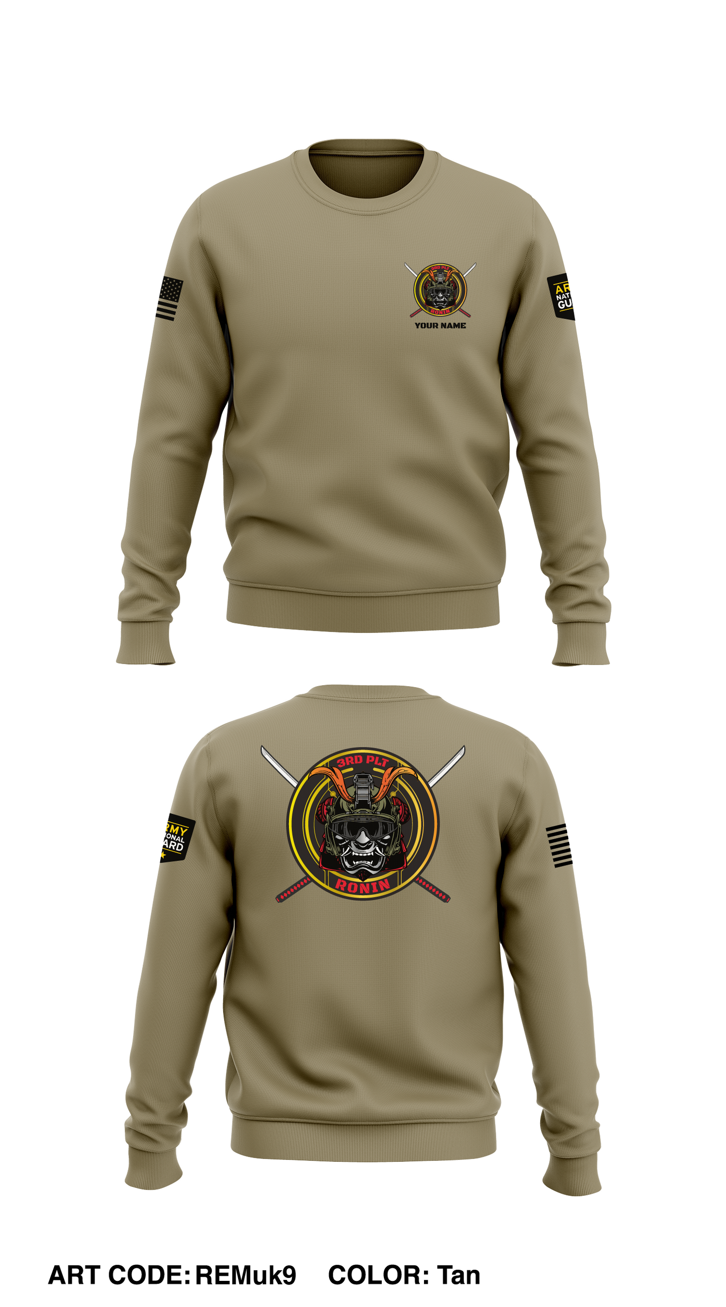 CUSTOM 3rd PLT RONIN Store 1 Core Men's Crewneck Performance Sweatshirt - REMuk9