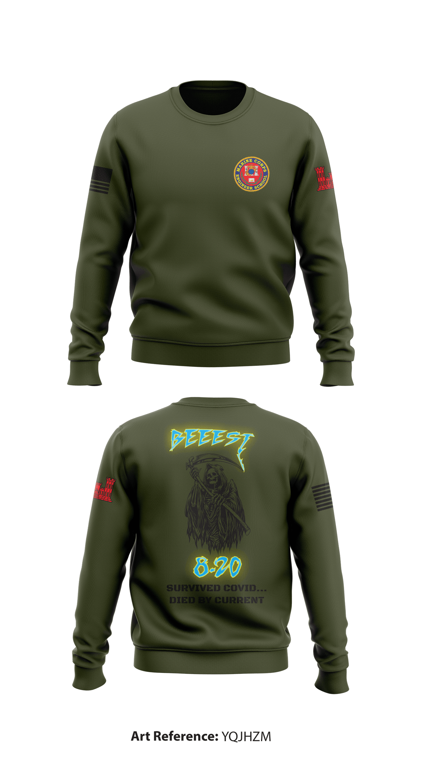 Marine Corps Engineer School Store 1 Core Men's Crewneck Performance Sweatshirt - YqjhZM