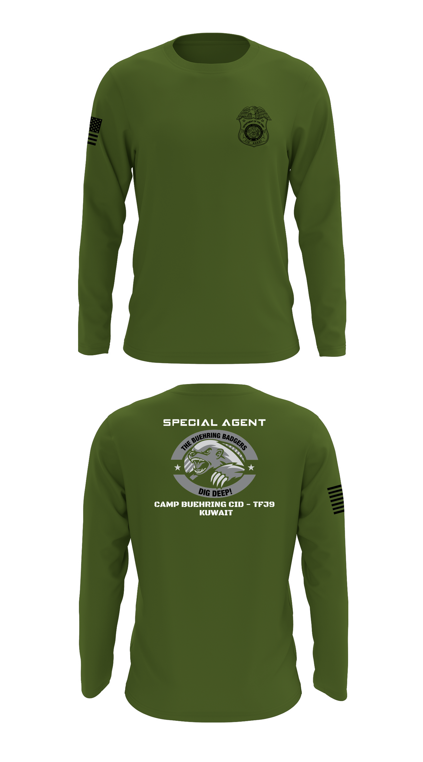 Camp Buehring CID Office Store 1 Core Men's LS Performance Tee - 31321497782