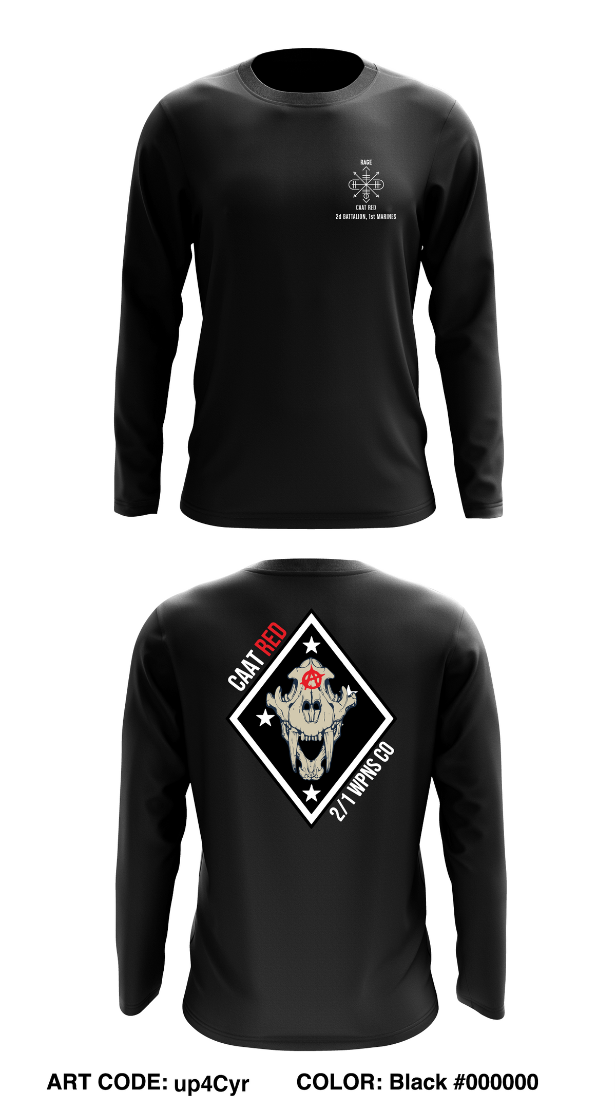 2/1 CAAT Red Store 1 Core Men's LS Performance Tee - up4Cyr