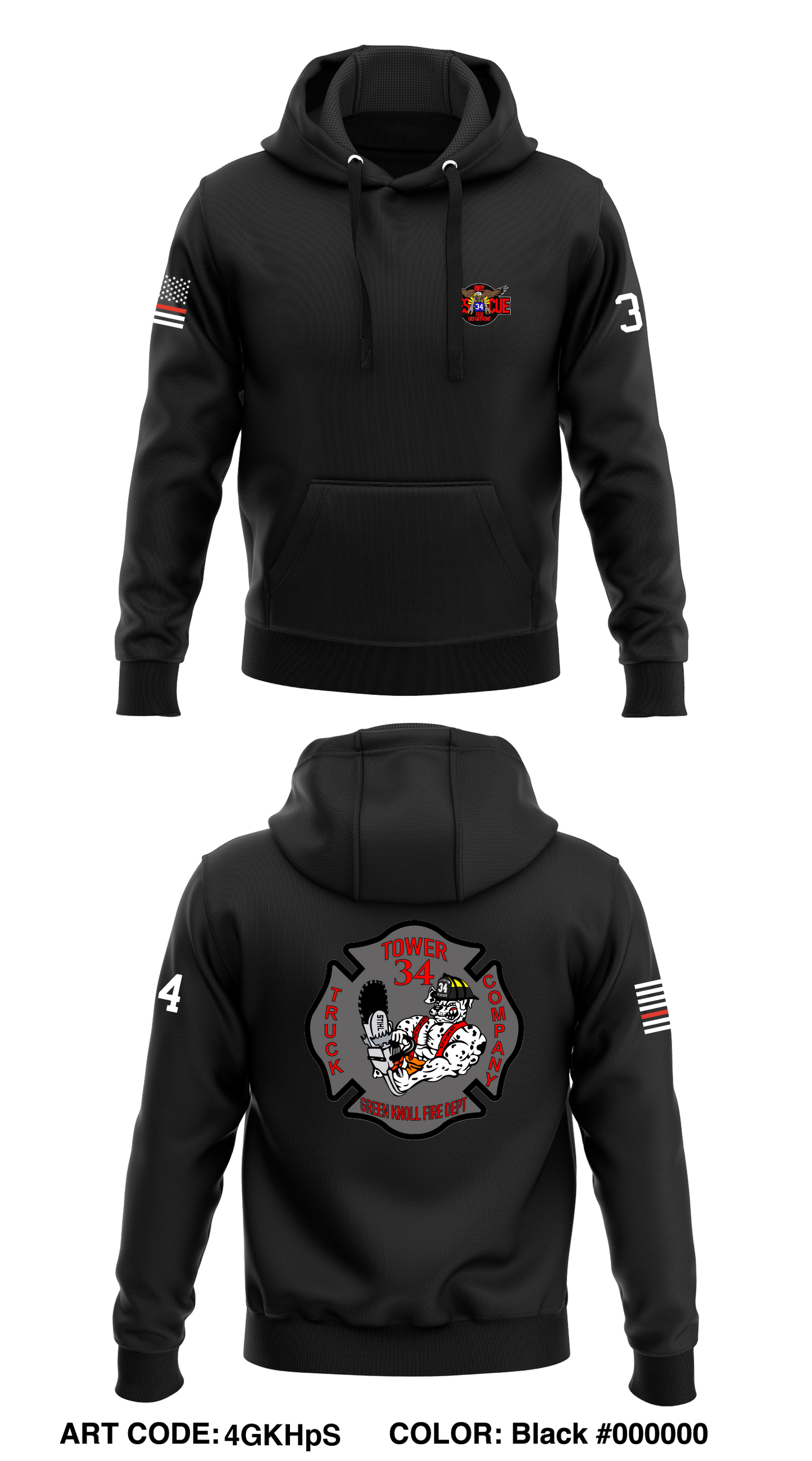 Green Knoll Fire Department Store 1 Core Men's Hooded Performance Sweatshirt - 4GKHpS