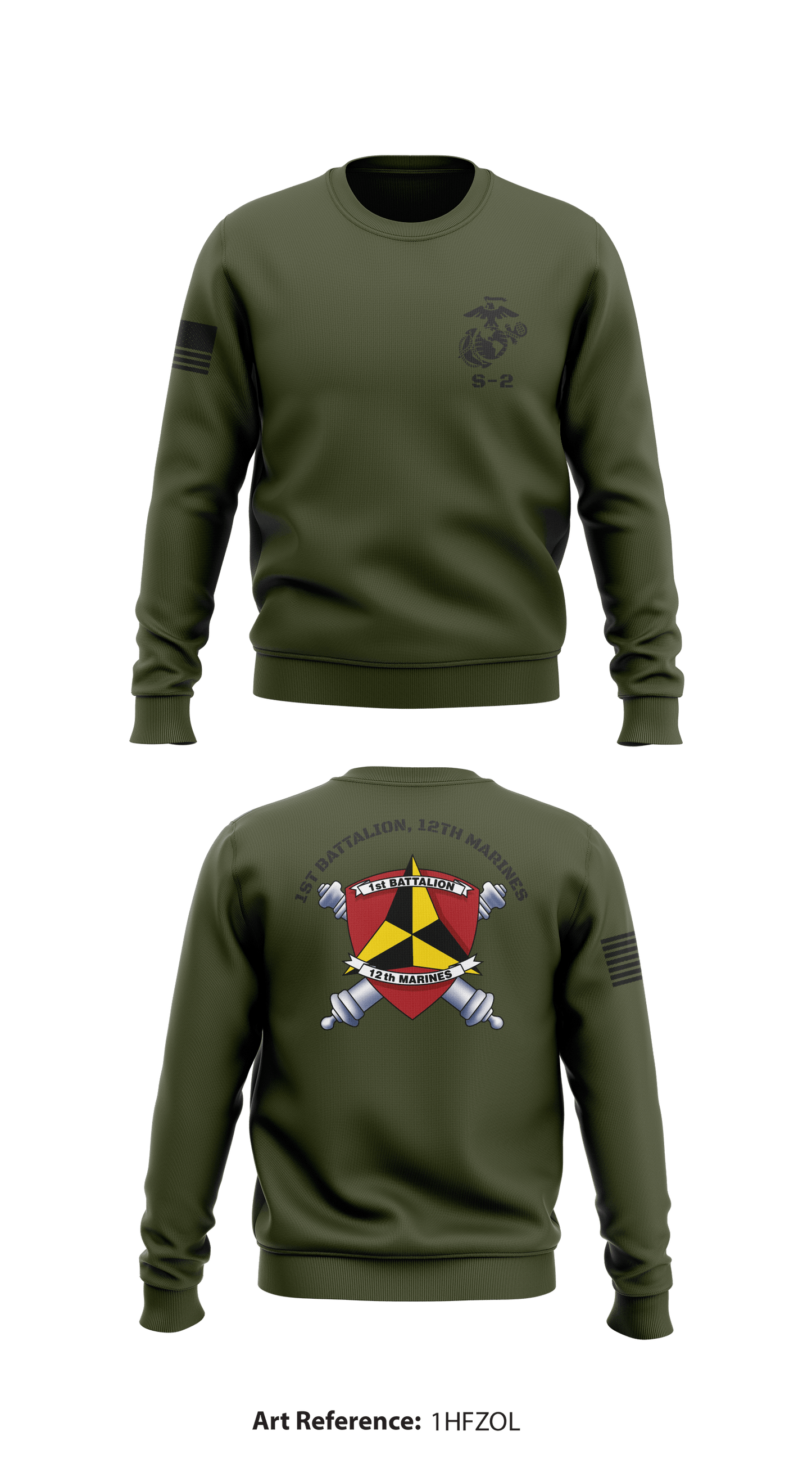 1st Battalion, 12th Marines Store 1 Core Men's Crewneck Performance Sweatshirt - 1hfZoL