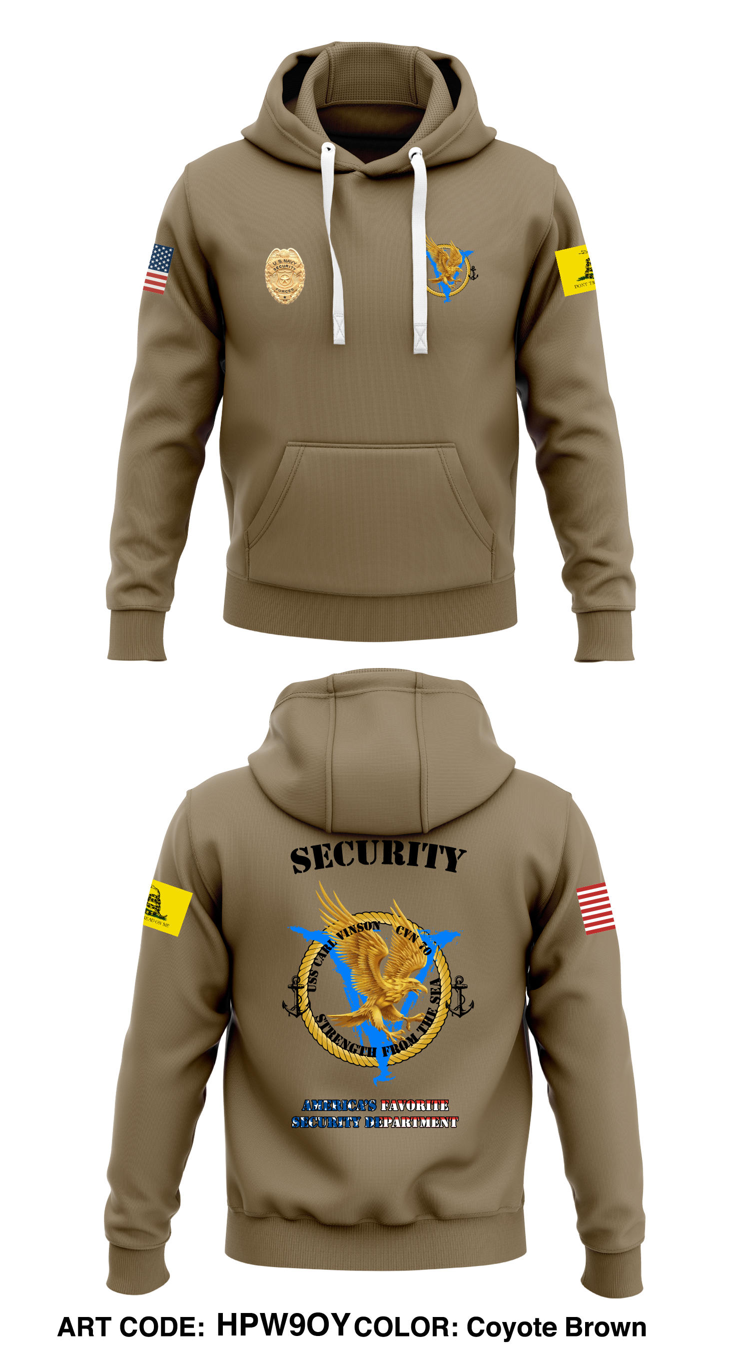 USS Carl Vinson Security Store 1 Core Men's Hooded Performance