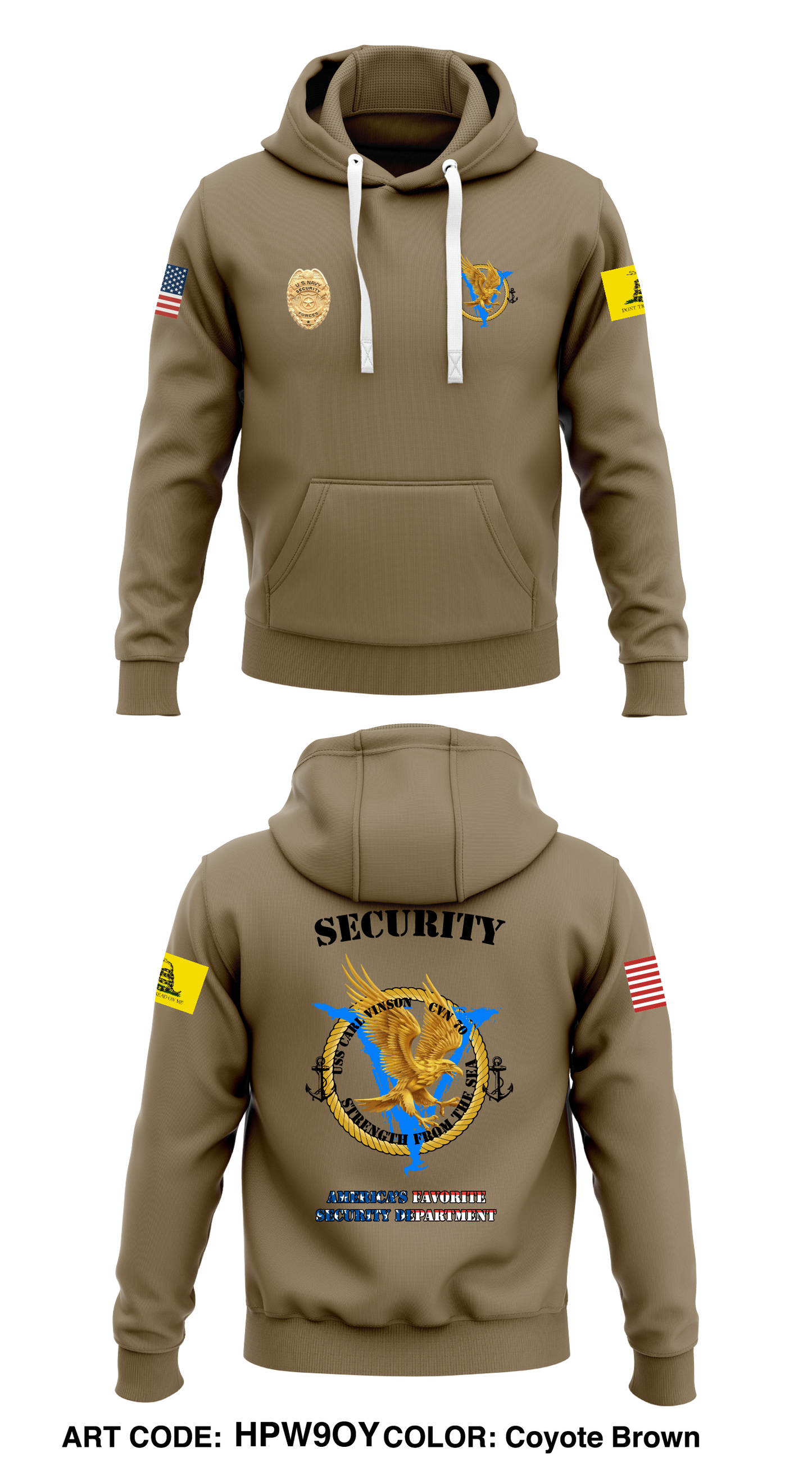 USS Carl Vinson Security Store 1 Core Men's Hooded Performance Sweatshirt - HPW9OY