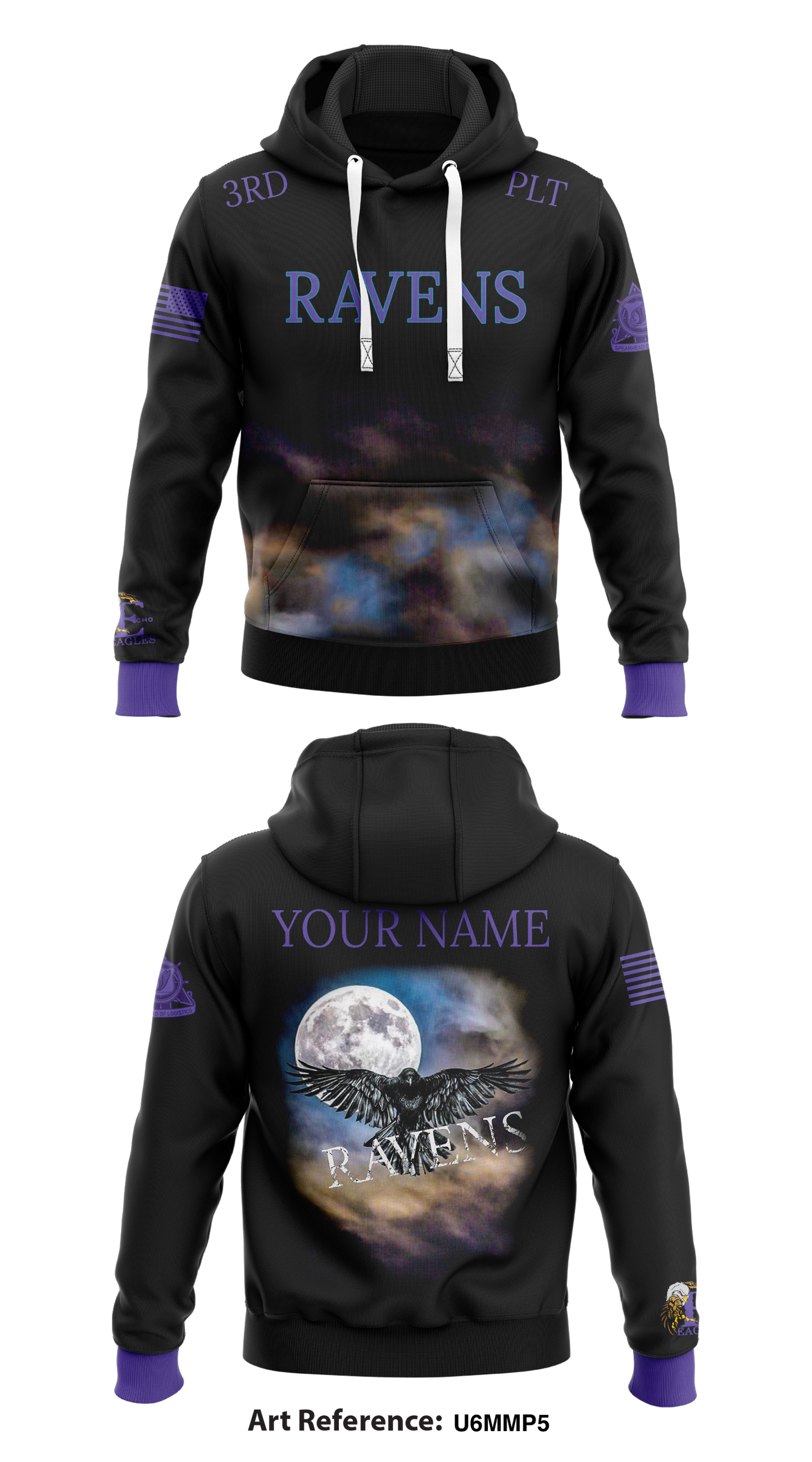 3RD PLT Ravens Store 1 Core Men's Hooded Performance Sweatshirt - u6mmP5