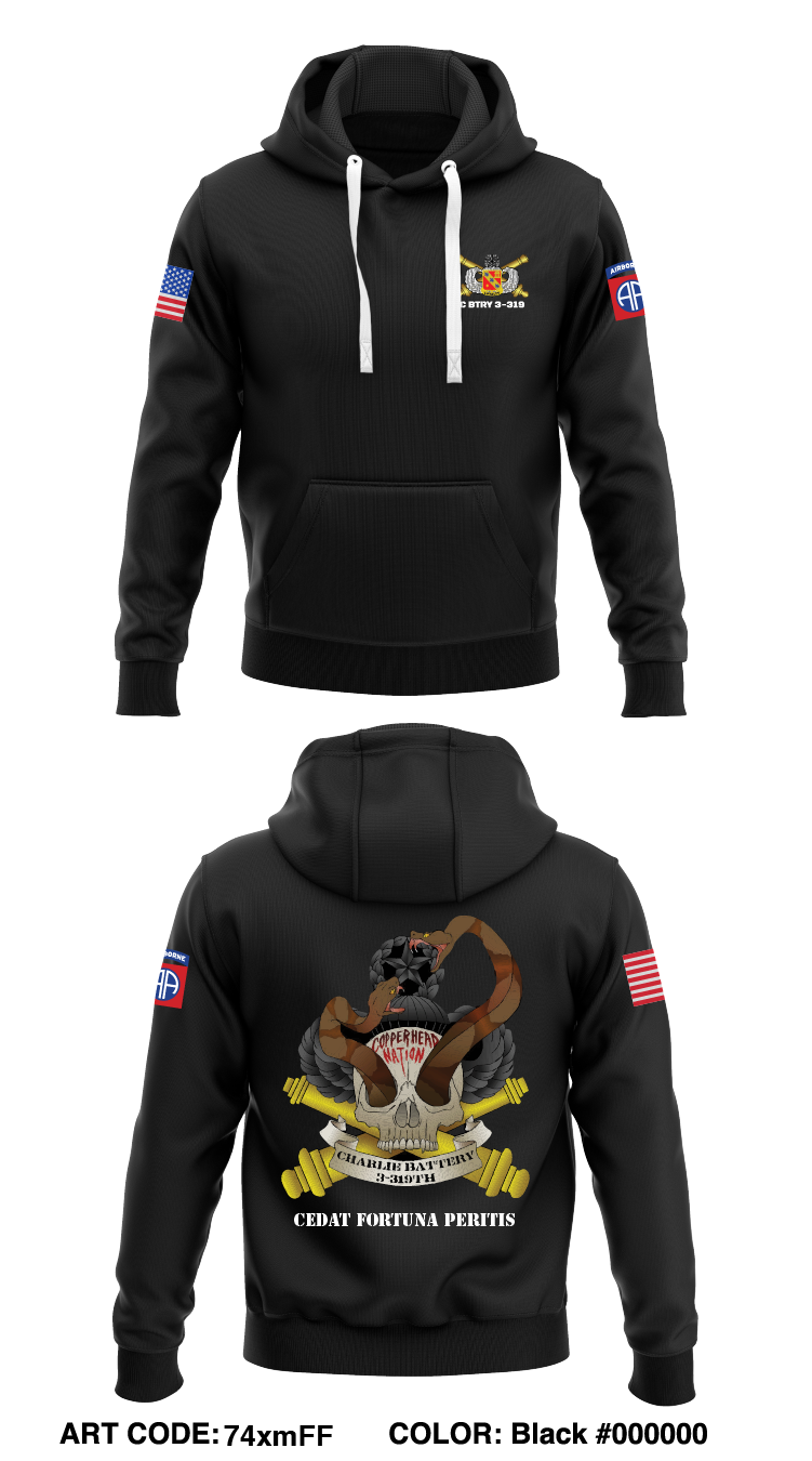 3-319 Airborne Field Artillery Regiment Charlie Battery Store 1 Core Men's Hooded Performance Sweatshirt - 74xmFF