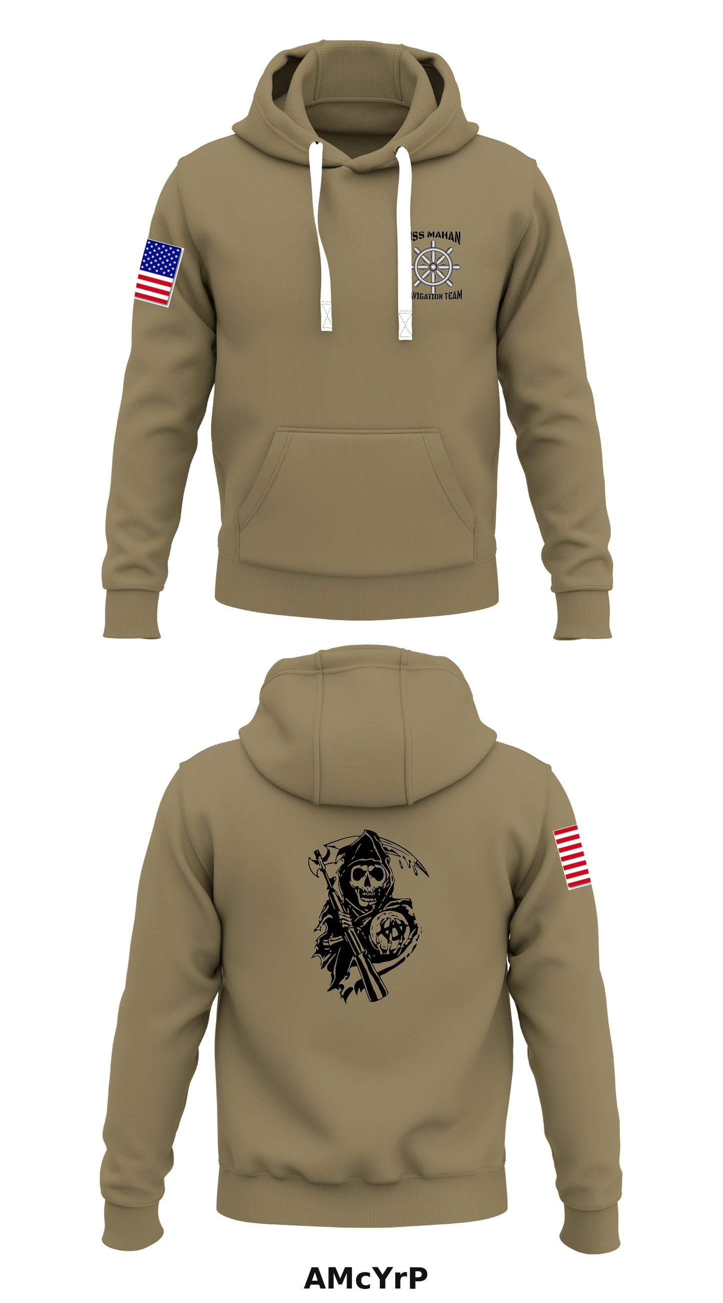 USS MAHAN Navigation Team Store 1 Core Men's Hooded Performance Sweatshirt - AMcYrP