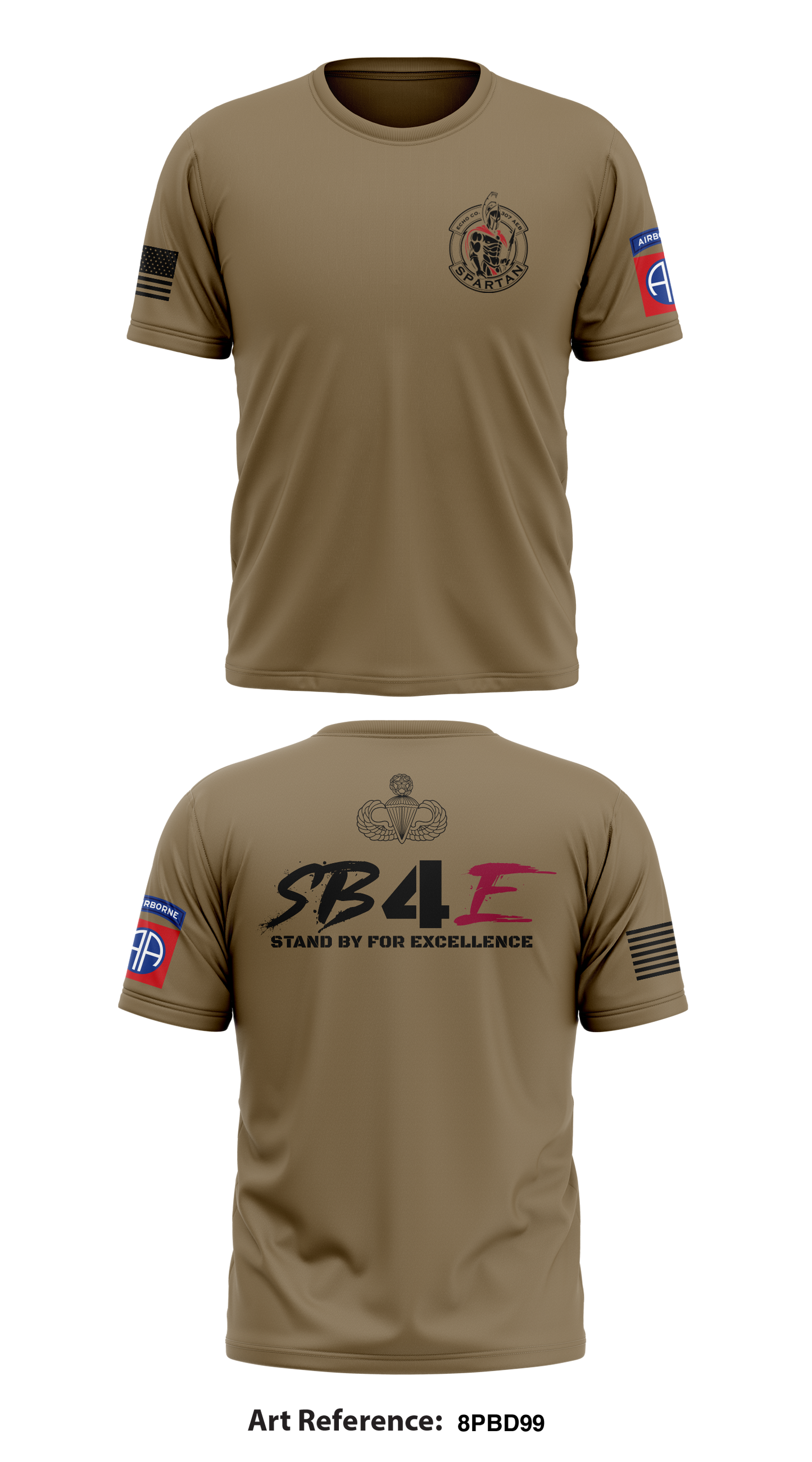 Echo Company “Spartans”, 307th AEB Store 1 Core Men's SS Performance Tee - 8pbD99