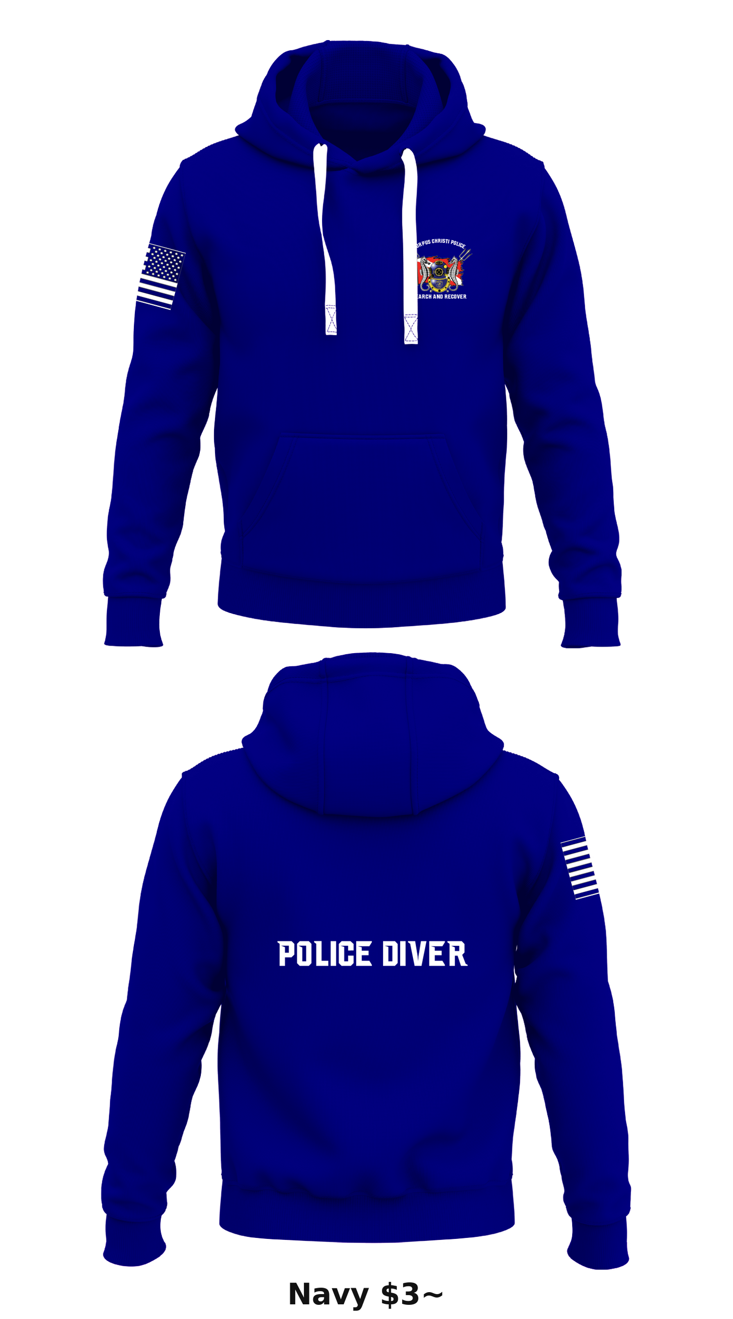 POLICE Store 3 Core Men's Hooded Performance Sweatshirt - $3~