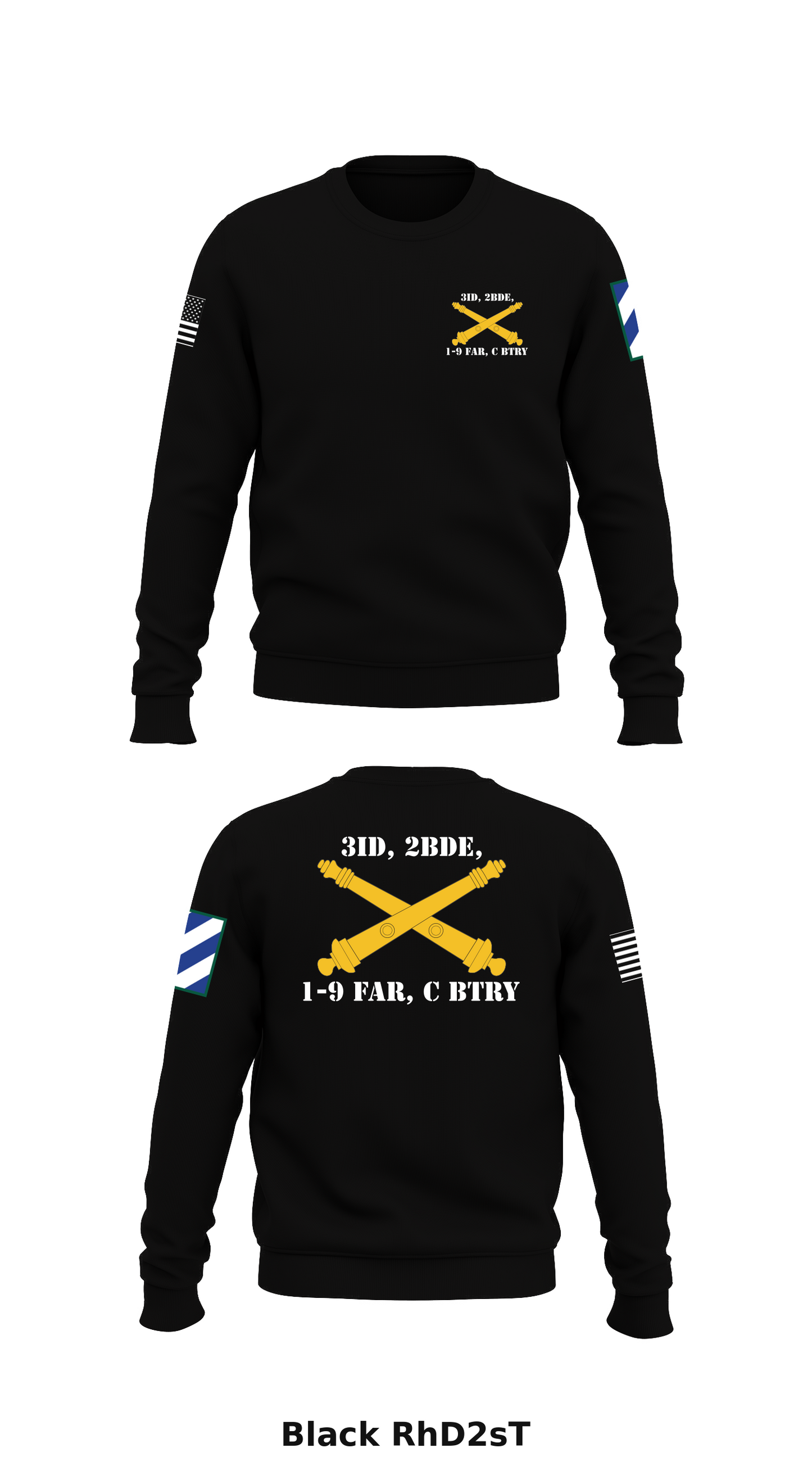 3ID, 2BDE, 1-9 FAR, C BTRY Store 1 Core Men's Crewneck Performance Sweatshirt - RhD2sT