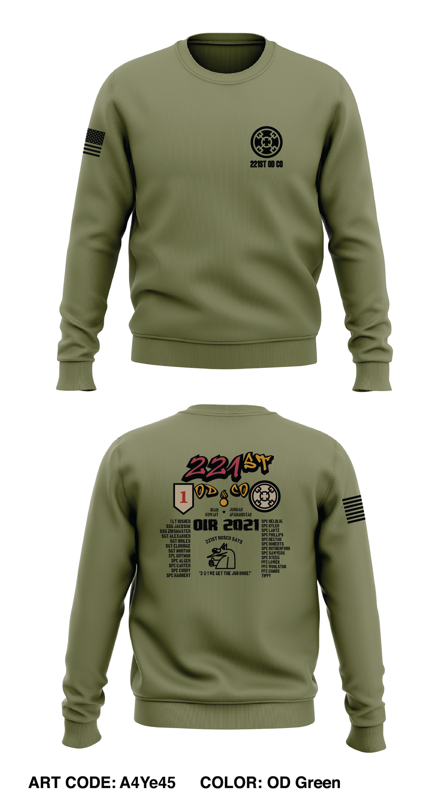 221st OD Co Store 1 Premium Core Men's Crewneck Performance Sweatshirt - A4Ye45