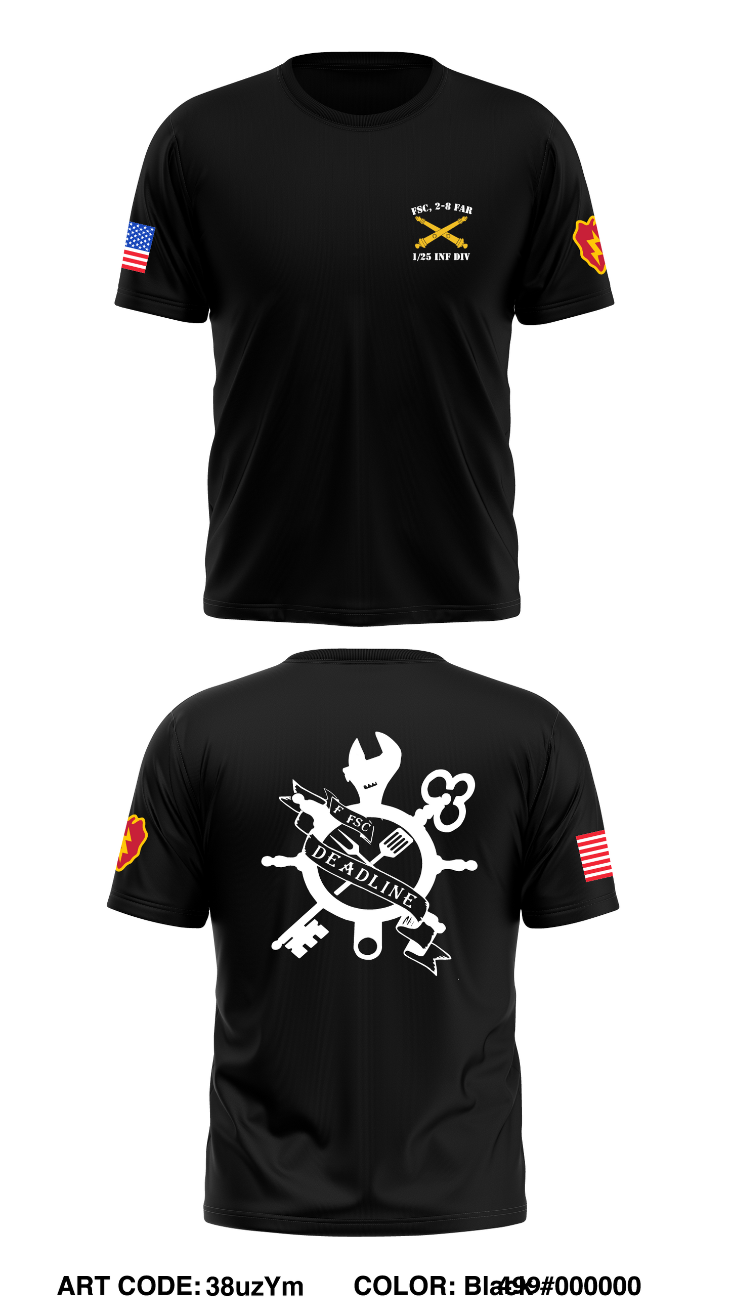 F Co, 2-8 FAR , 1/25 Inf Div Store 1 Core Men's SS Performance Tee - 38uzYm