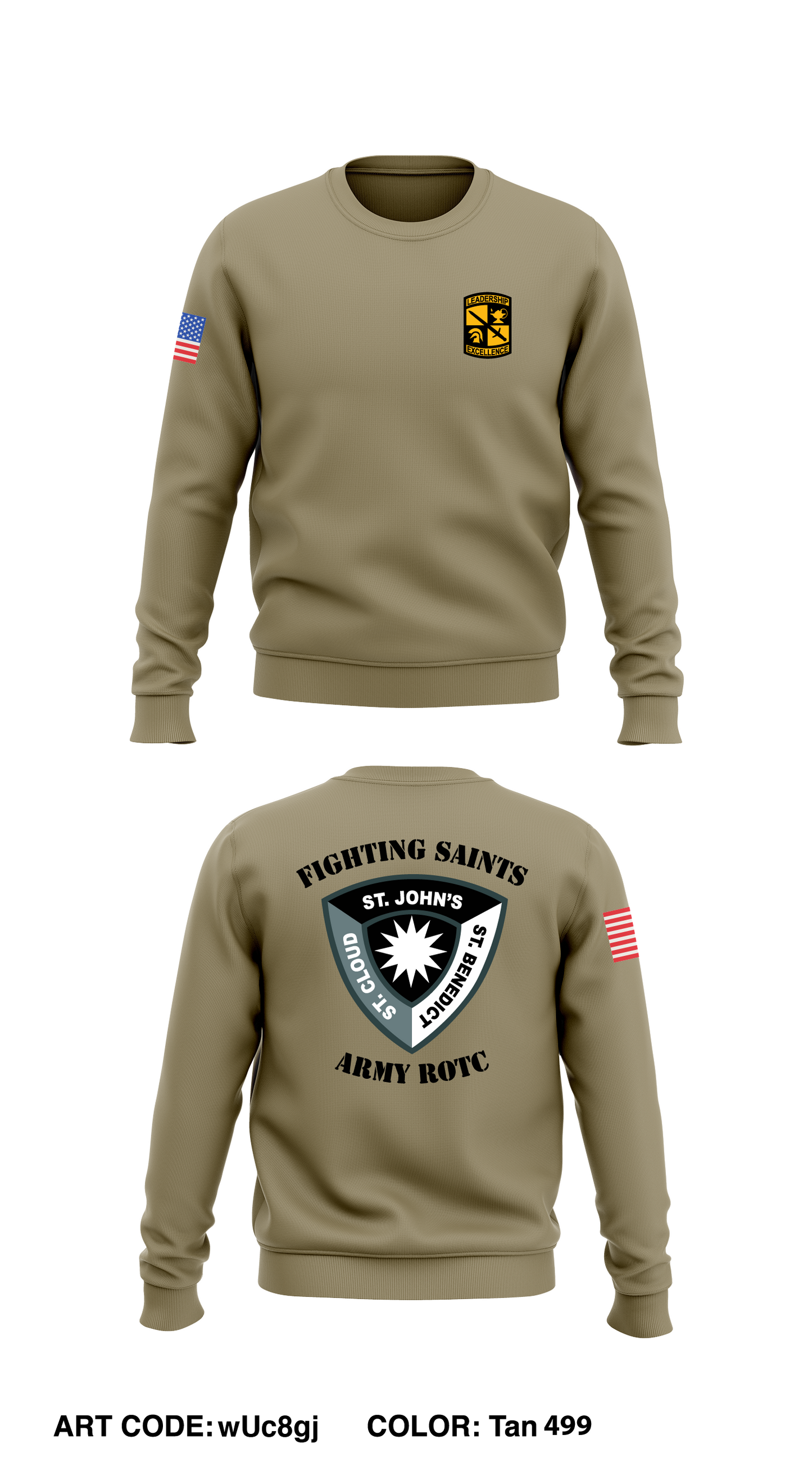 Fighting Saints Battalion Army ROTC Store 1 Core Men's Crewneck Performance Sweatshirt - wUc8gj