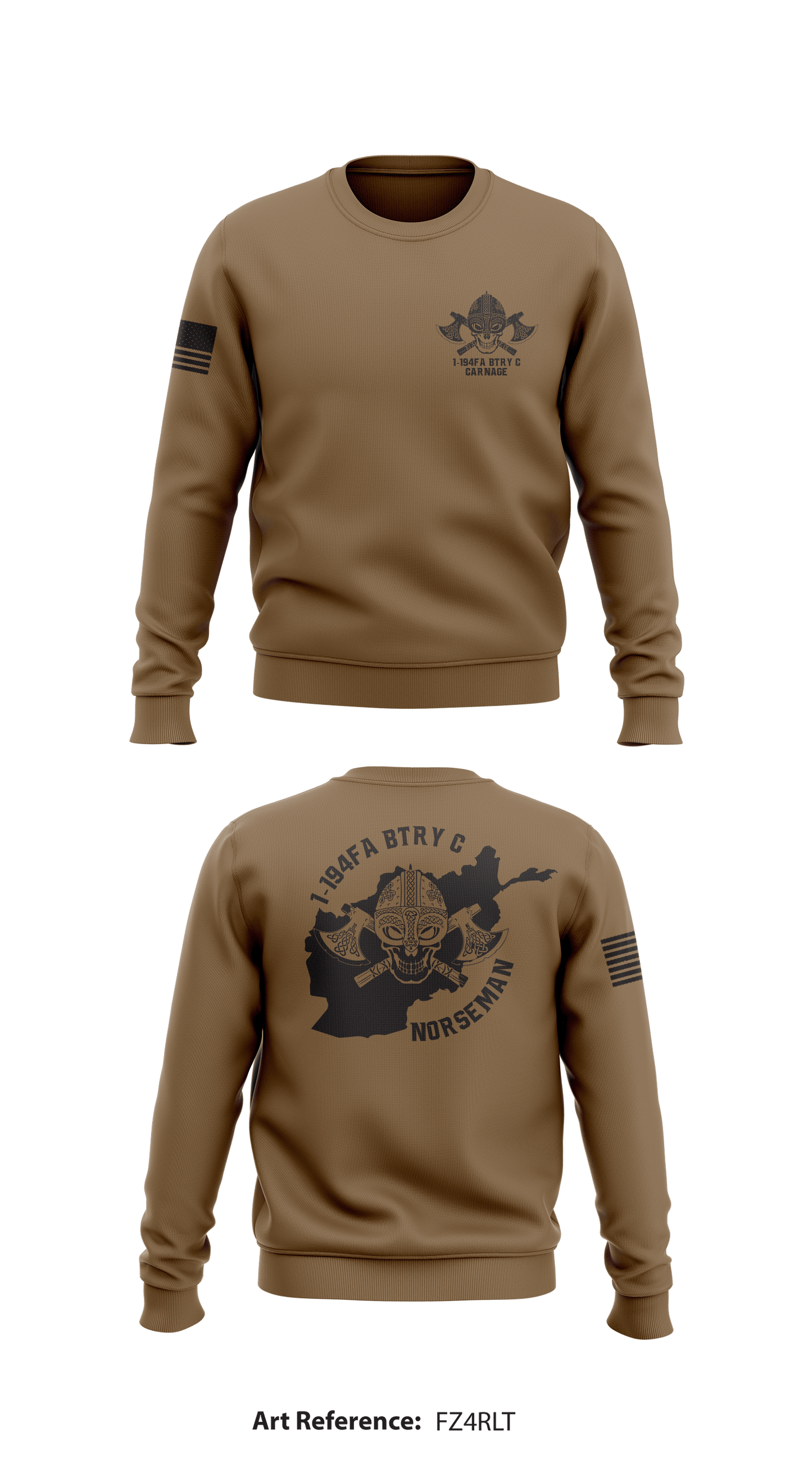 1-194FA BTRY C CARNAGE Store 1 Core Men's Crewneck Performance Sweatshirt - fZ4rLT