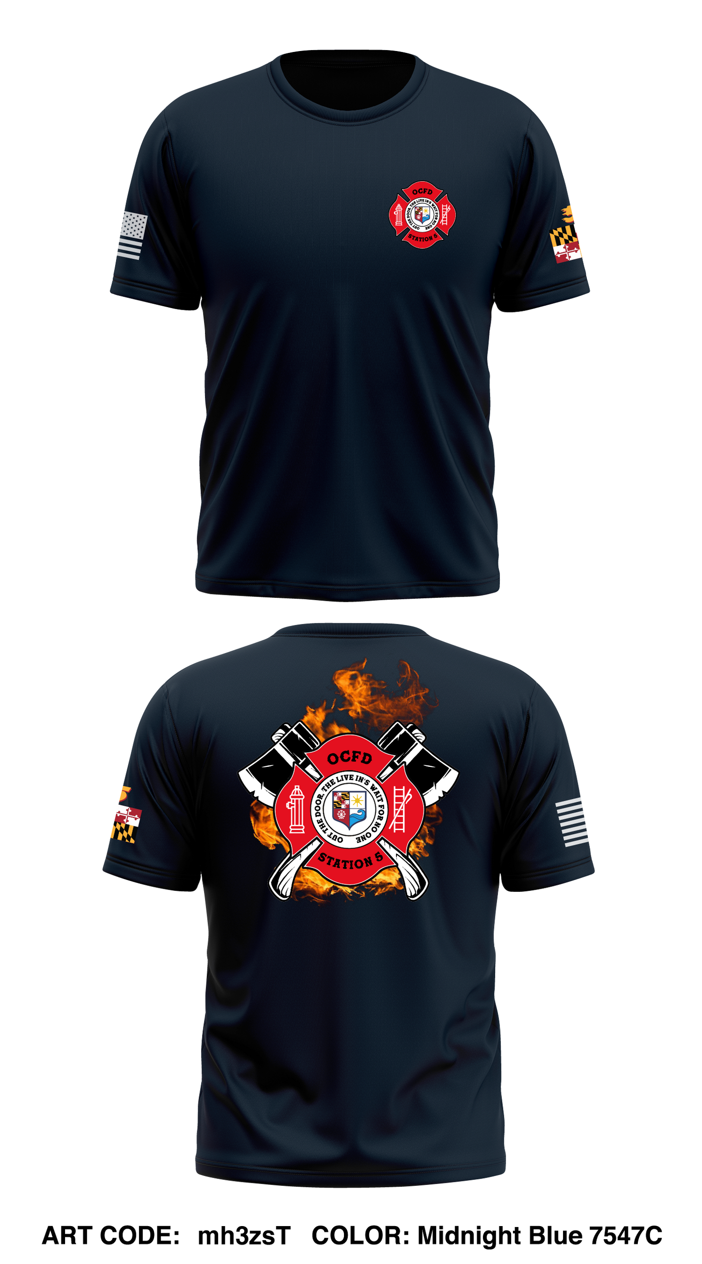 OCFD Station 5 Store 1 Core Men's SS Performance Tee - mh3zsT