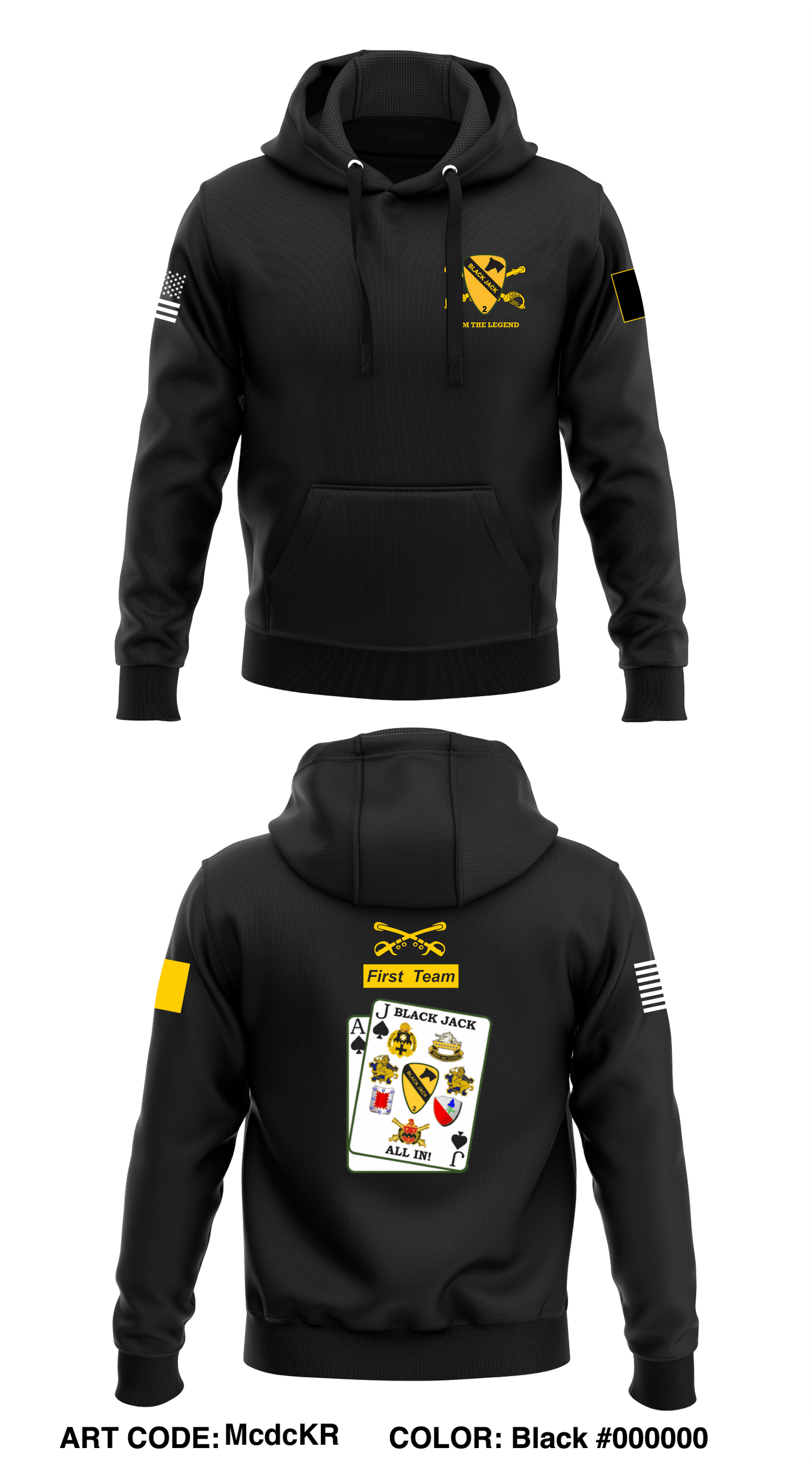 Black Jack Armored Brigade Combat Team 2/1CD Store 1 Core Men's Hooded Performance Sweatshirt - McdcKR