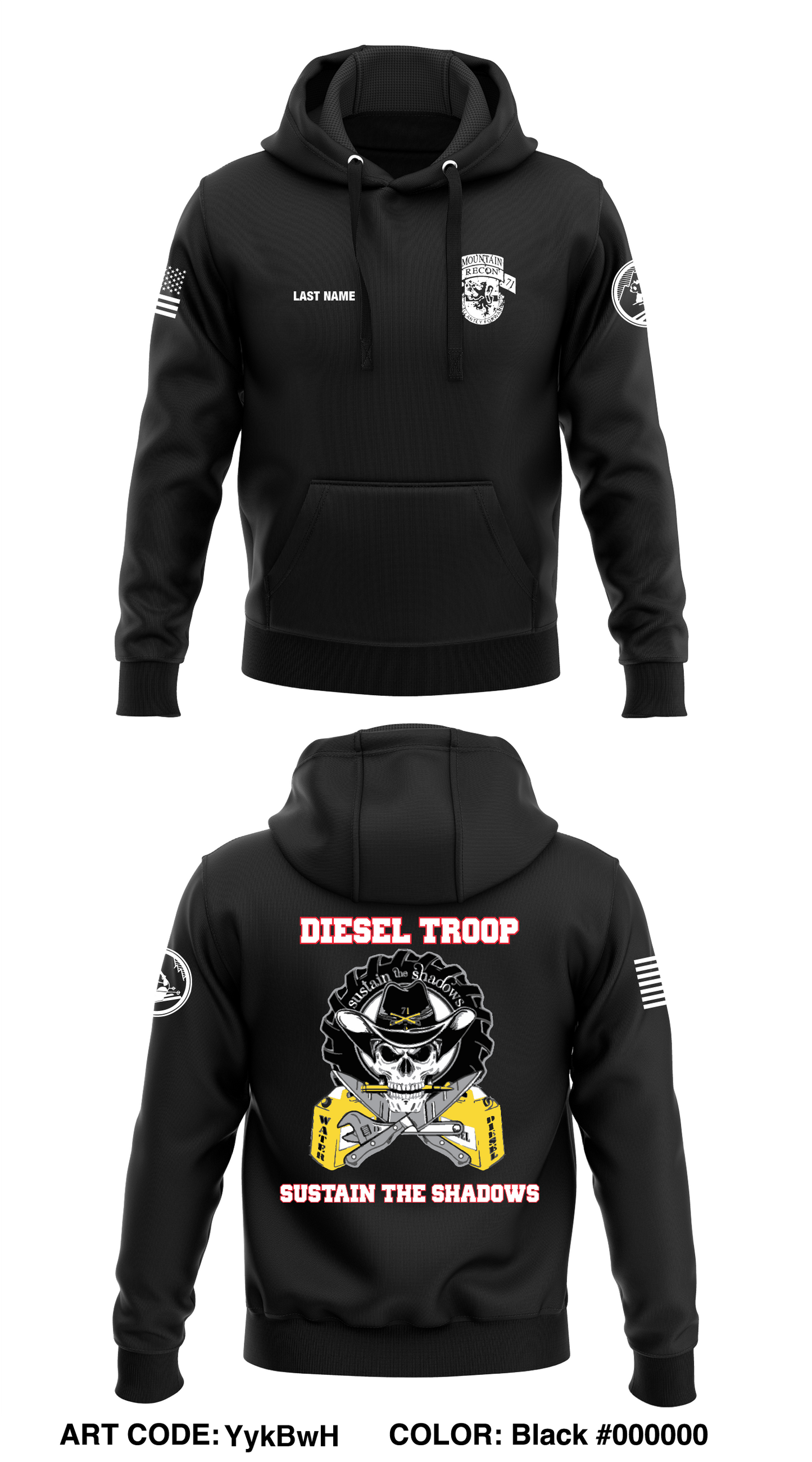 CUSTOM Delta troop, 3-71 Cav Store 1 Core Men's Hooded Performance Sweatshirt - YykBwH