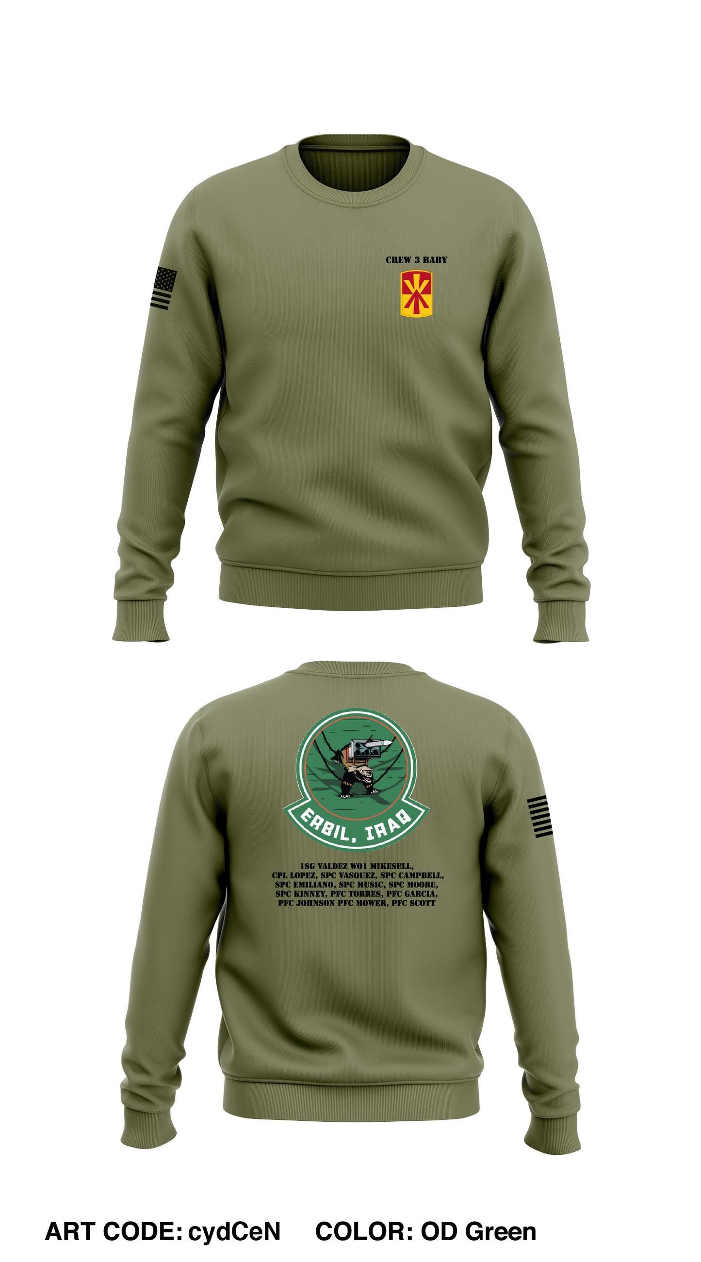 C 1-43, 11TH BN Store 1 Core Men's Crewneck Performance Sweatshirt - cydCeN-ODG