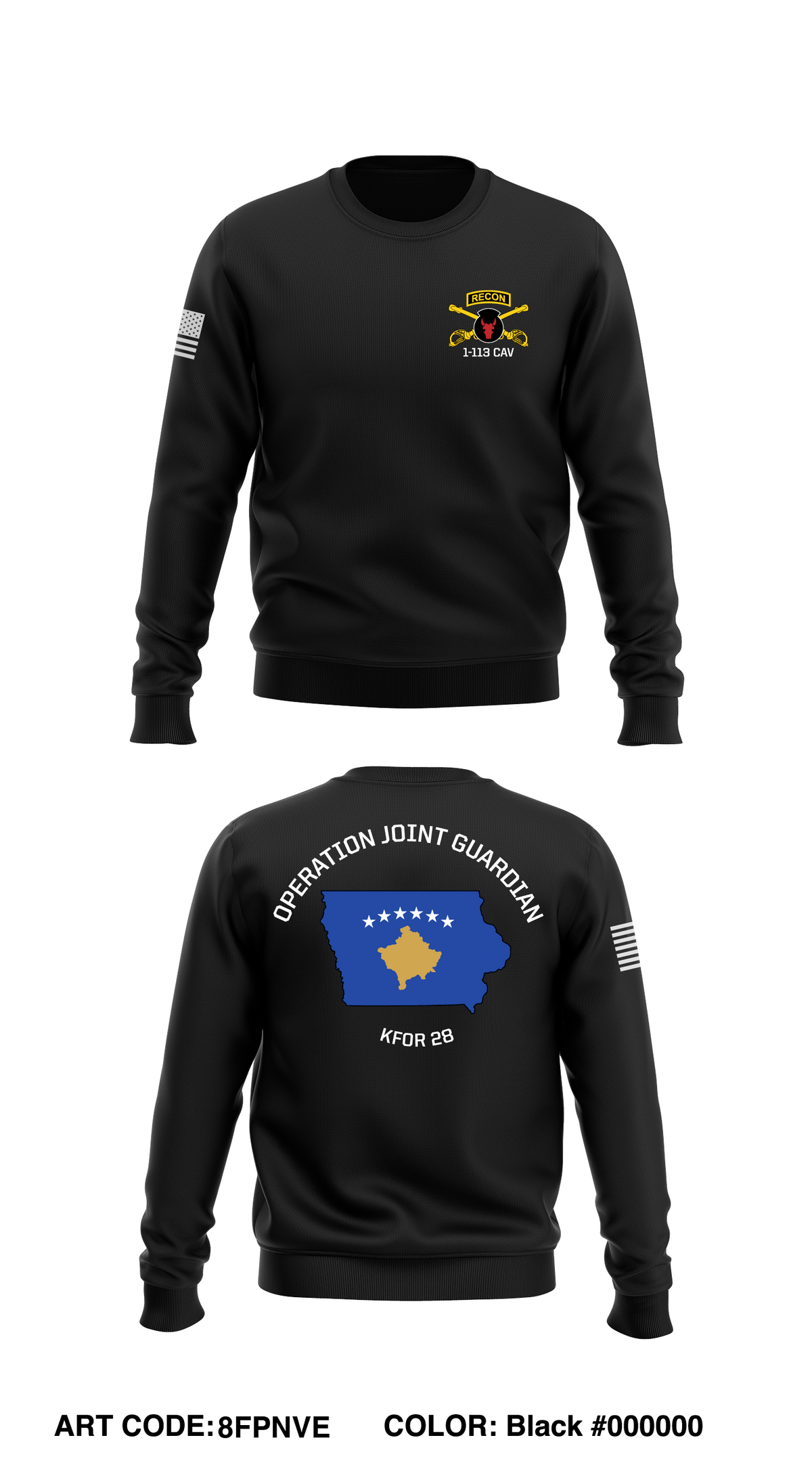 B-troop, 1-113 CAV Store 1 Core Men's Crewneck Performance Sweatshirt - 8FPNVE