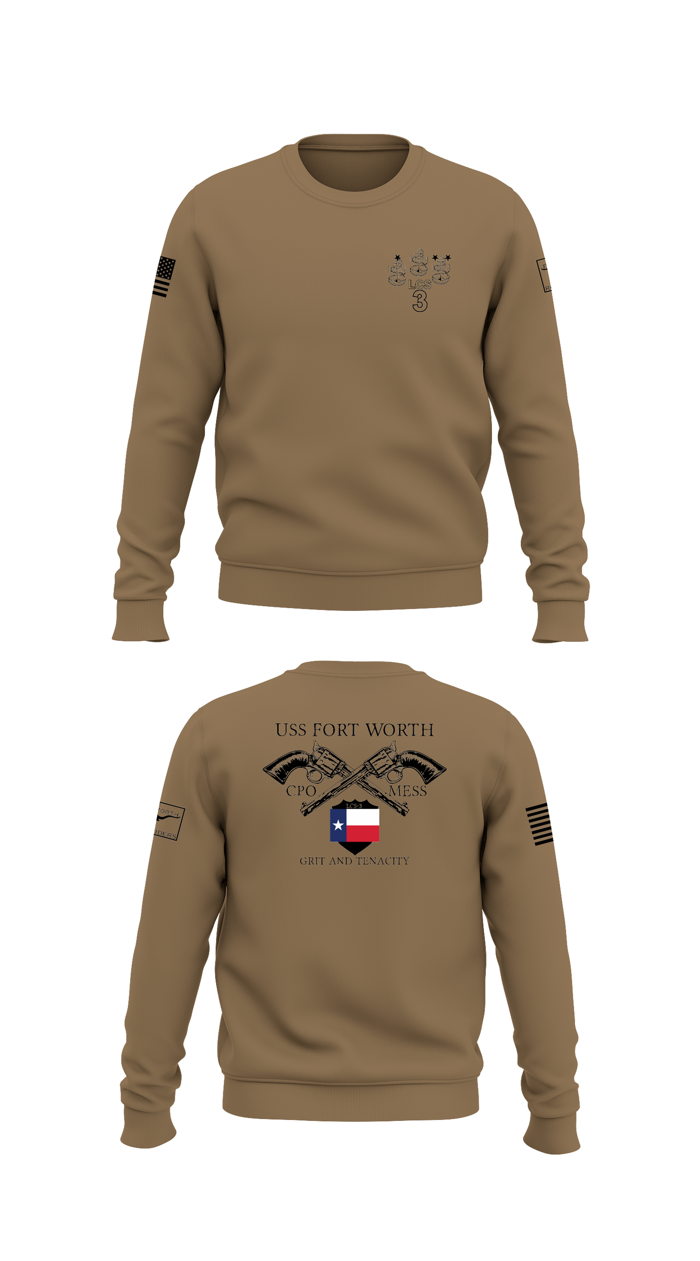 Uss Fort Worth CPO Mess Store 1 Core Men's Crewneck Performance Sweatshirt - o*o