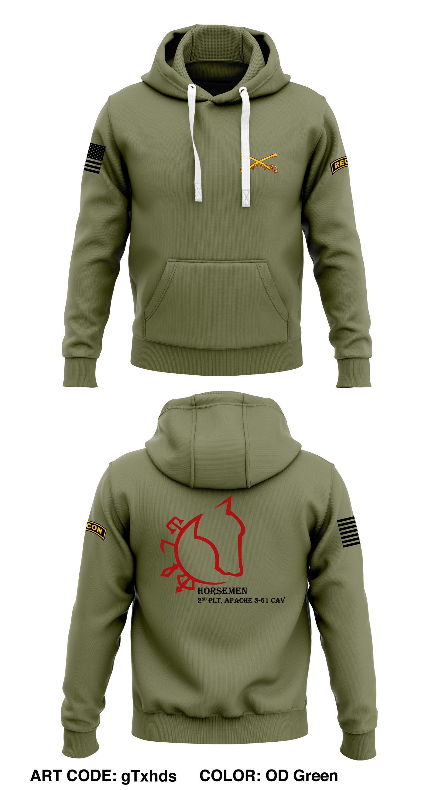 2nd PLT, A TRP, 3-61 CAV Store 1 Core Men's Hooded Performance Sweatshirt - gTxhds