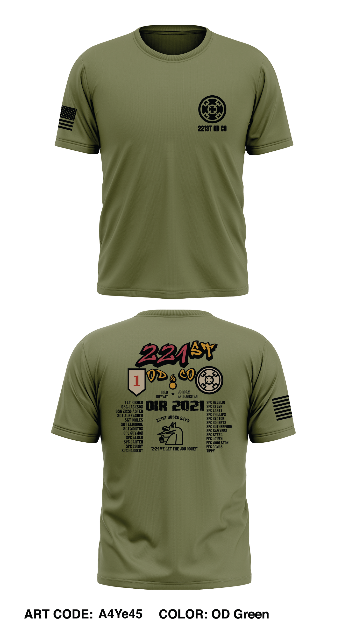 221st OD Co Store 1 Core Men's SS Performance Tee - A4Ye45
