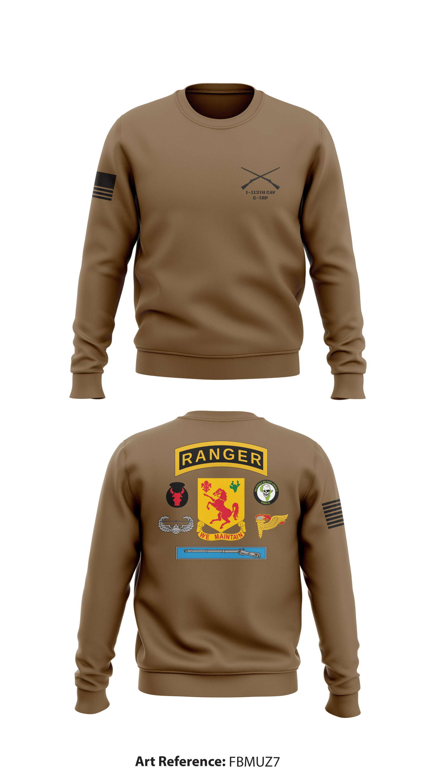1-113th CAV C-TRP Store 1 Core Men's Crewneck Performance Sweatshirt - FBmUz7