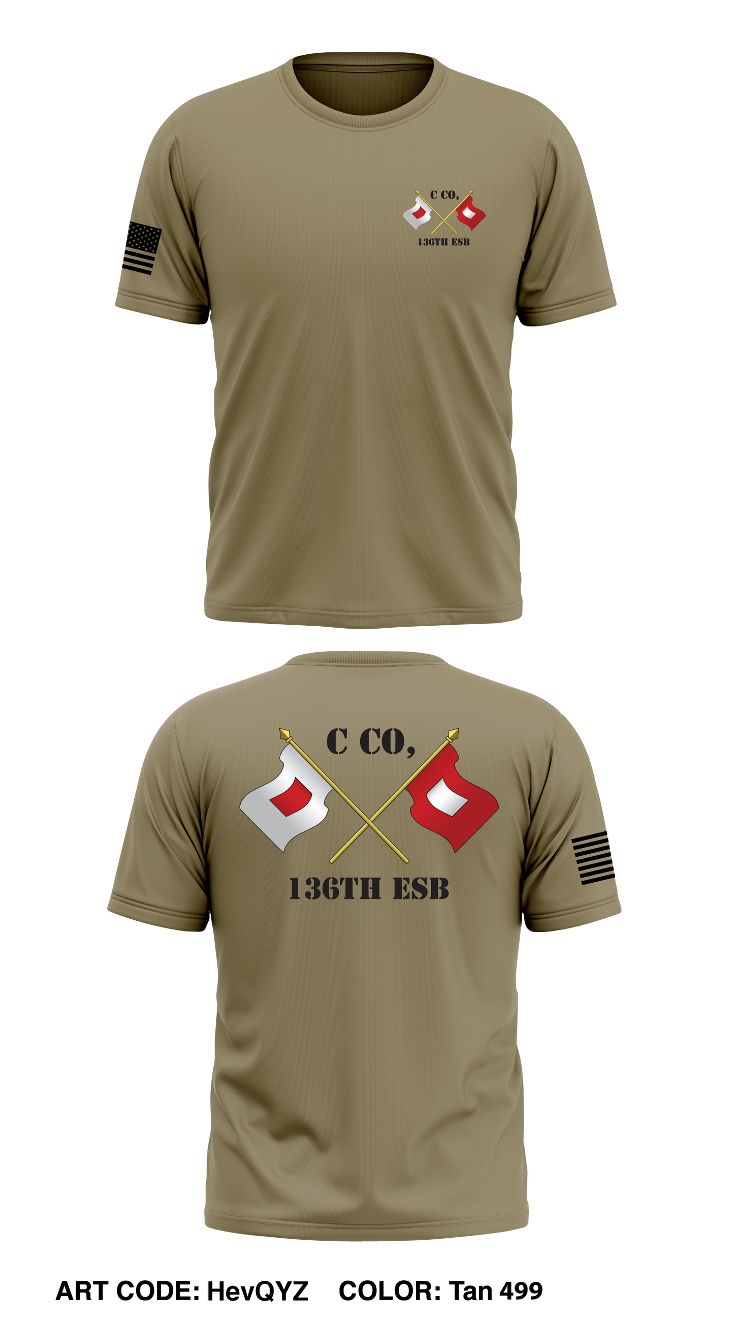 C Co, 136th ESB Store 1 Core Men's SS Performance Tee - HevQYZ