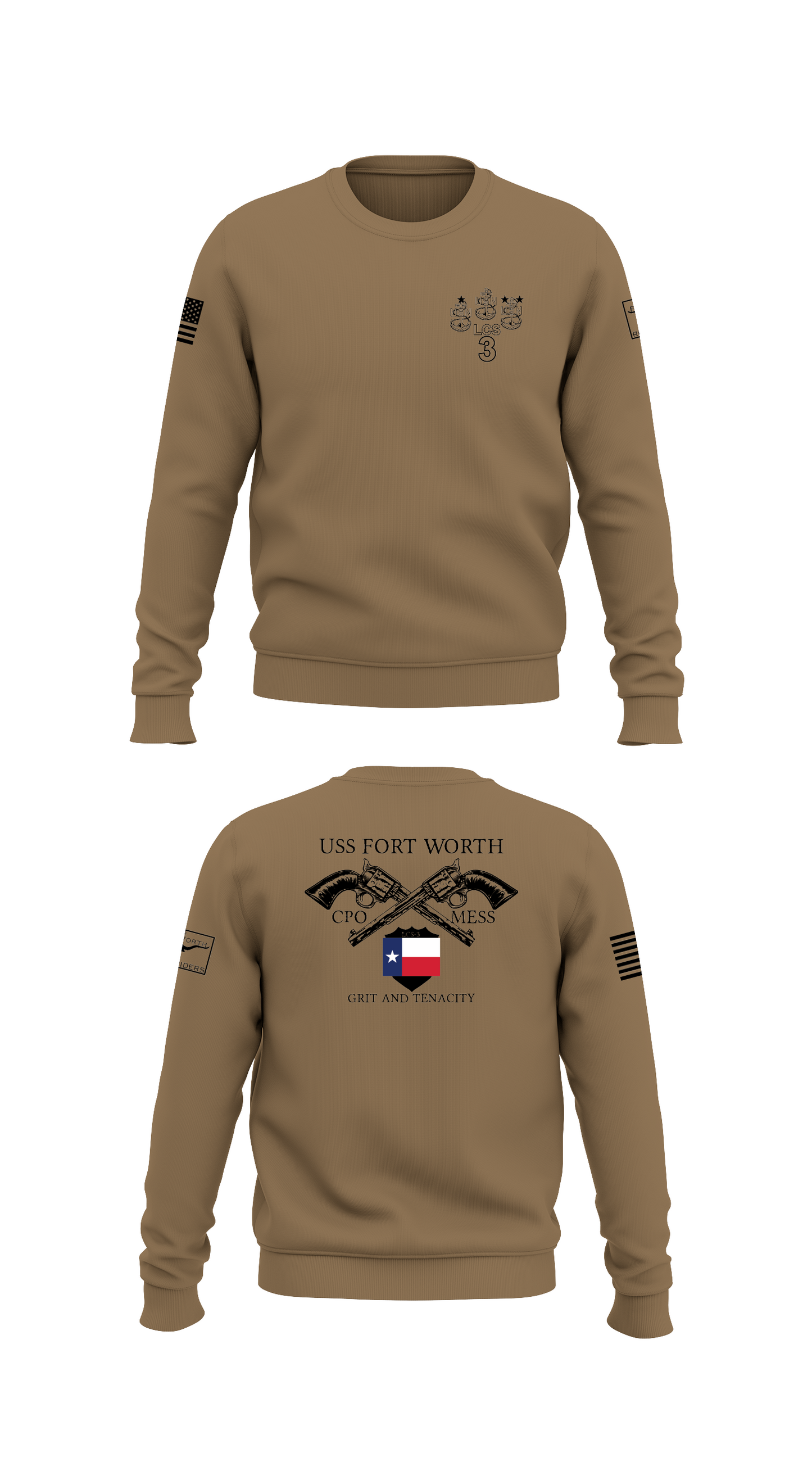 Uss Fort Worth CPO Mess Store 1 Core Men's Crewneck Performance Sweatshirt - 60783489745