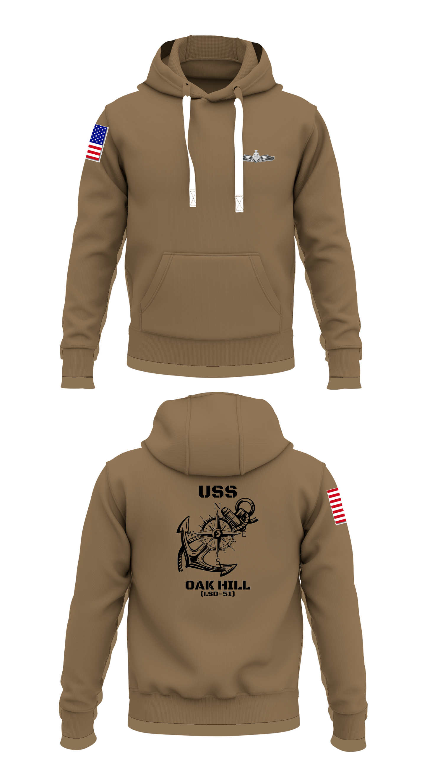 USS OAK HILL (LSD-51) Store 1 Core Men's Hooded Performance Sweatshirt - 45339815073