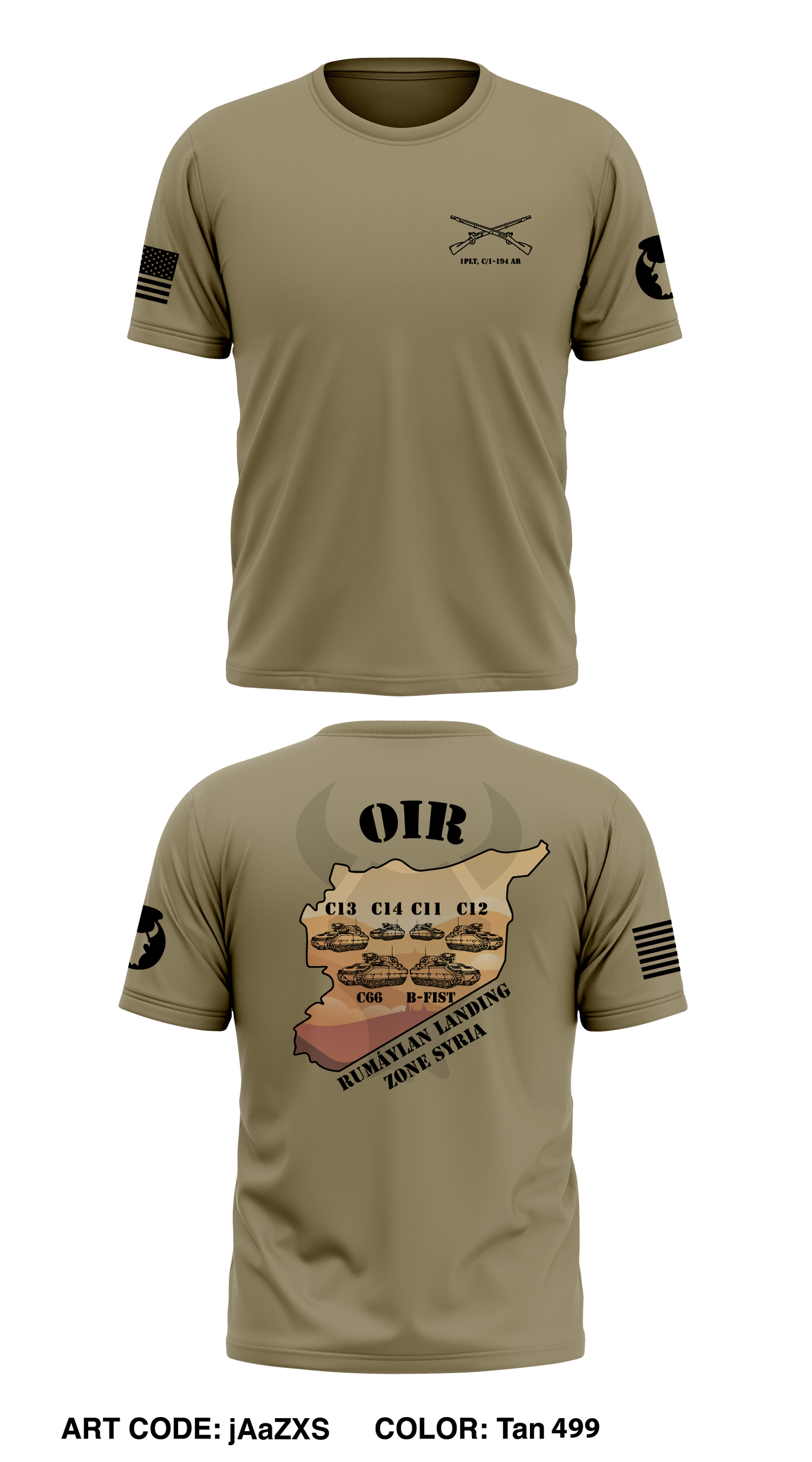C Co. 1 BN 194 AR Crew Store 1 Core Men's SS Performance Tee - jAaZXS