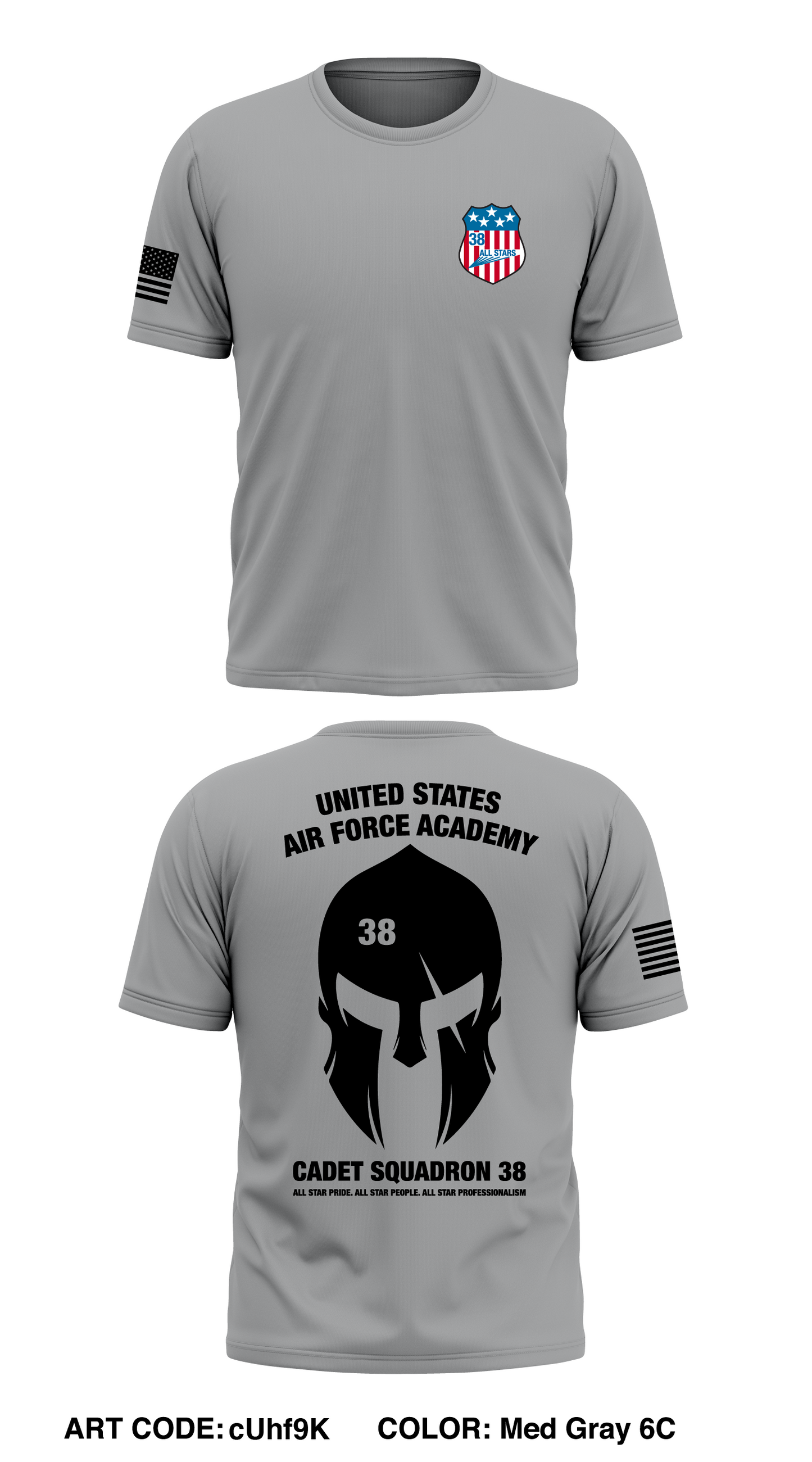 United States Air Force Academy Cadet Squadron 38 Store 1 Core Men's SS Performance Tee - cUhf9K