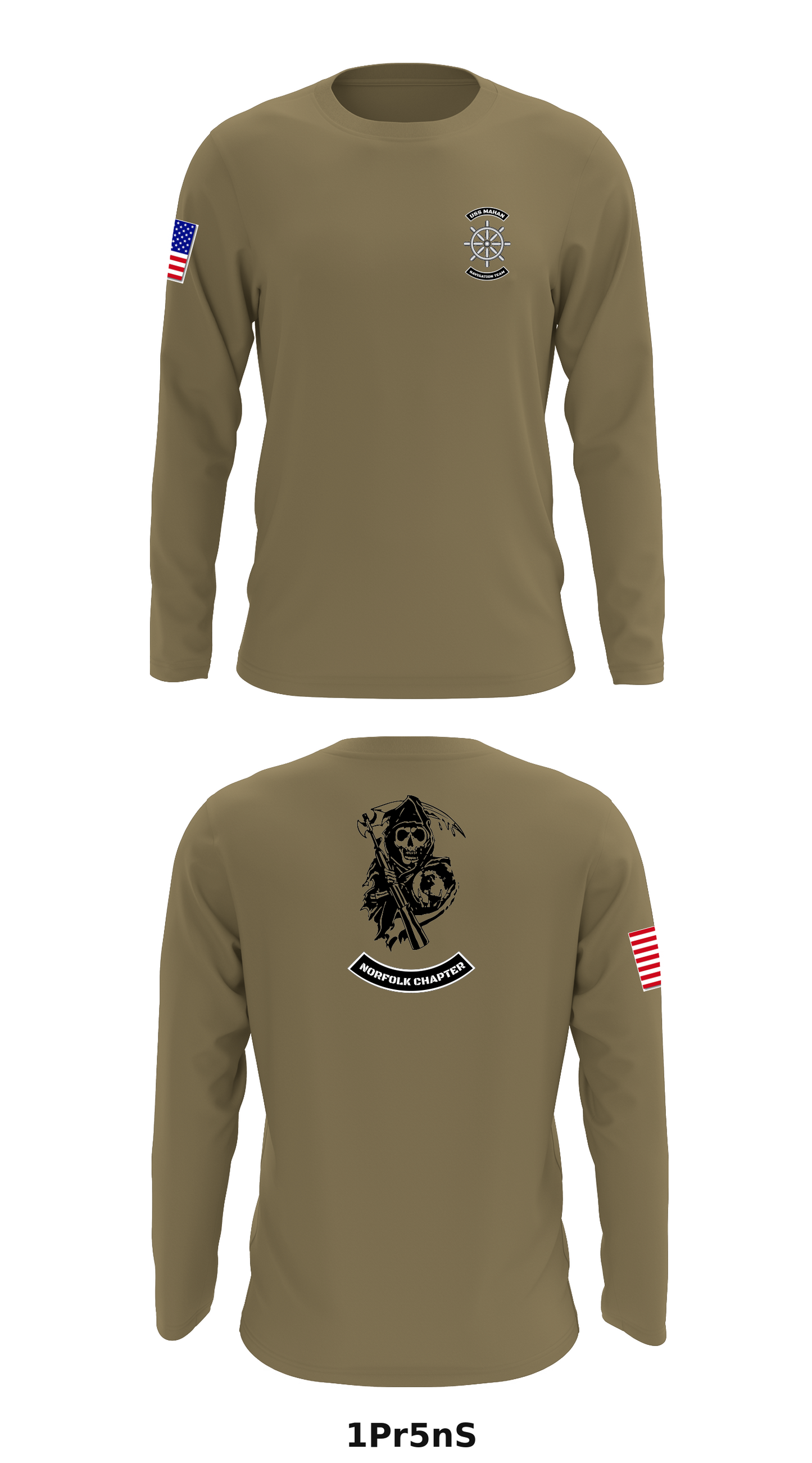 USS MAHAN Navigation Team Store 1 Core Men's LS Performance Tee - 1Pr5nS