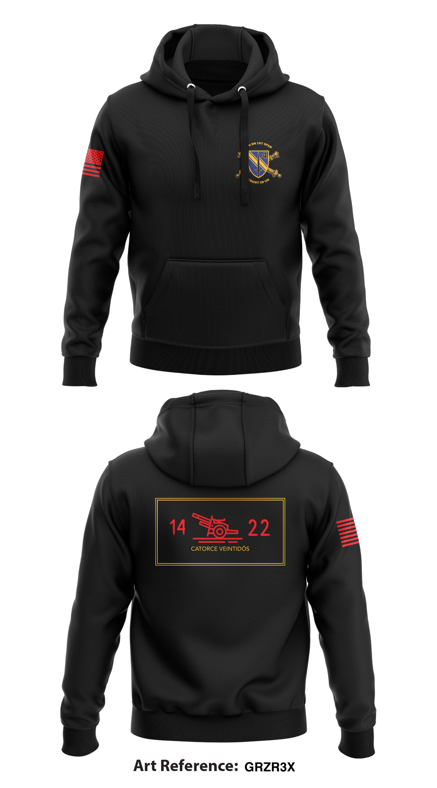 TEAM 1422, B BTRY Store 1 Core Men's Hooded Performance Sweatshirt - grZR3x