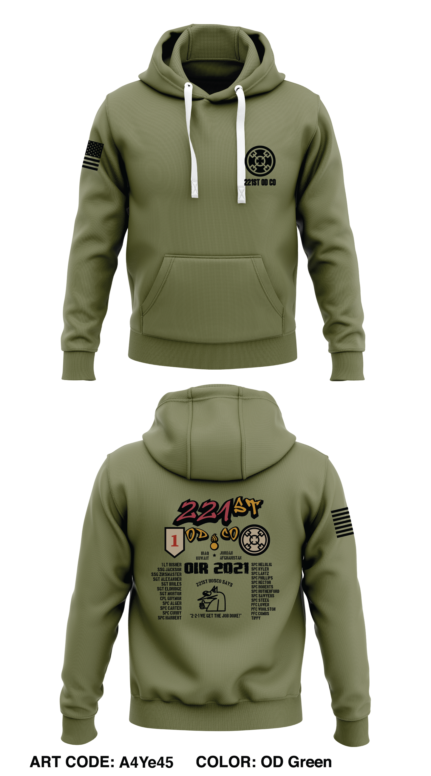 221st OD Co Store 1 Core Men's Hooded Performance Sweatshirt - A4Ye45