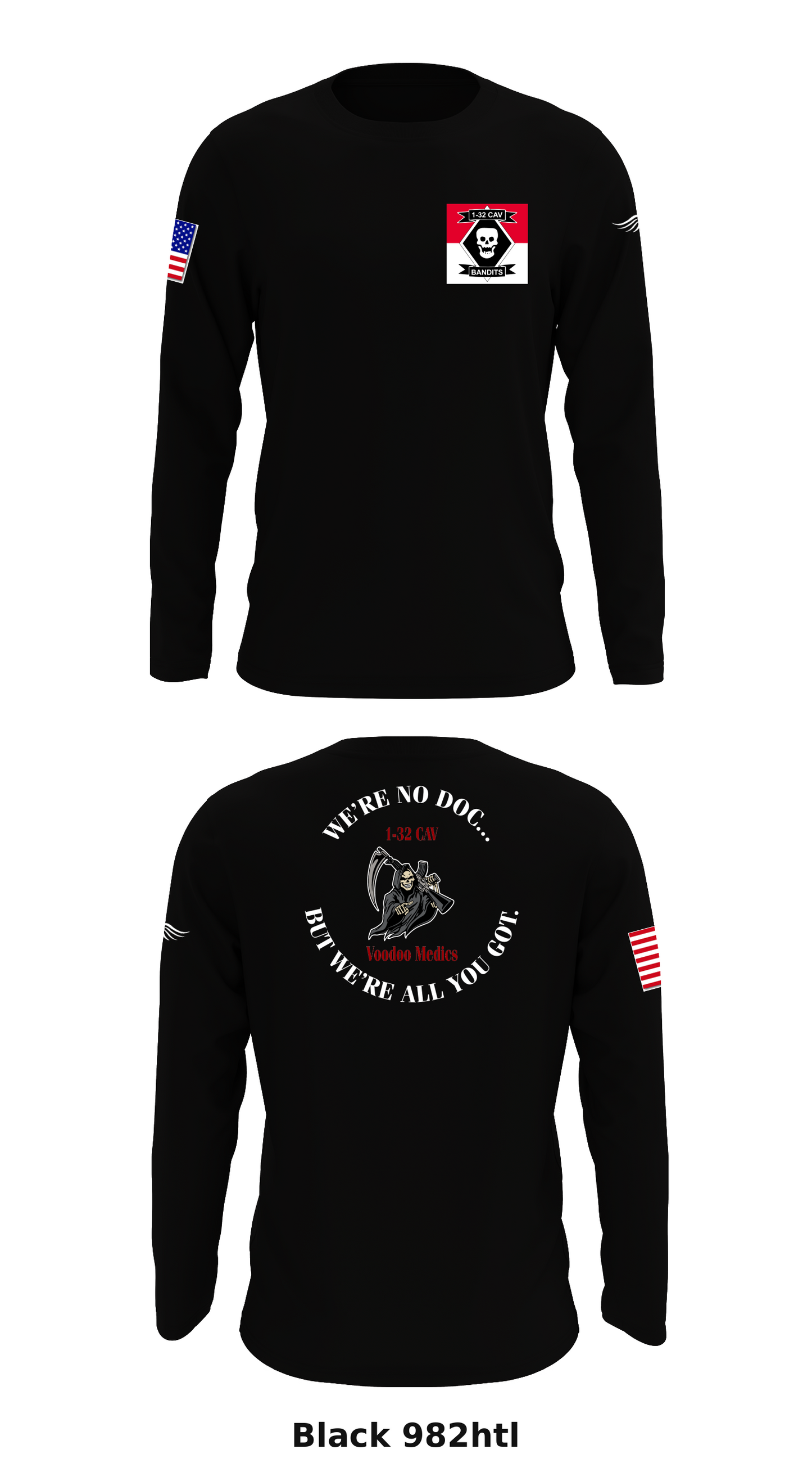 VooDoo Platoon, HHT, 1-32 CAV, 1 BCT, 101st ABN DIV Store 1 Core Men's LS Performance Tee - 982htl