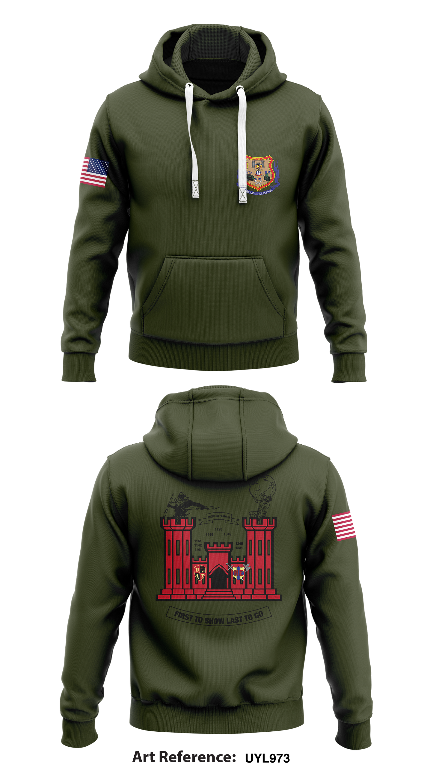 Engineer Platoon Store 1 Core Men's Hooded Performance Sweatshirt - uyL973