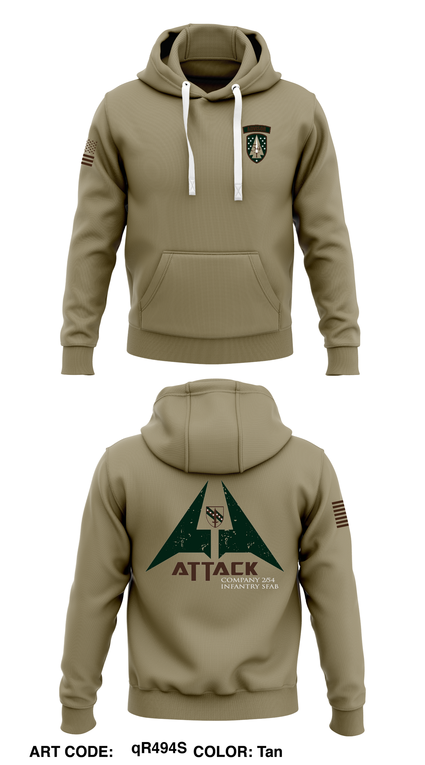 A Co 2/54 SFAB IN Store 1 Core Men's Hooded Performance Sweatshirt - qR494S