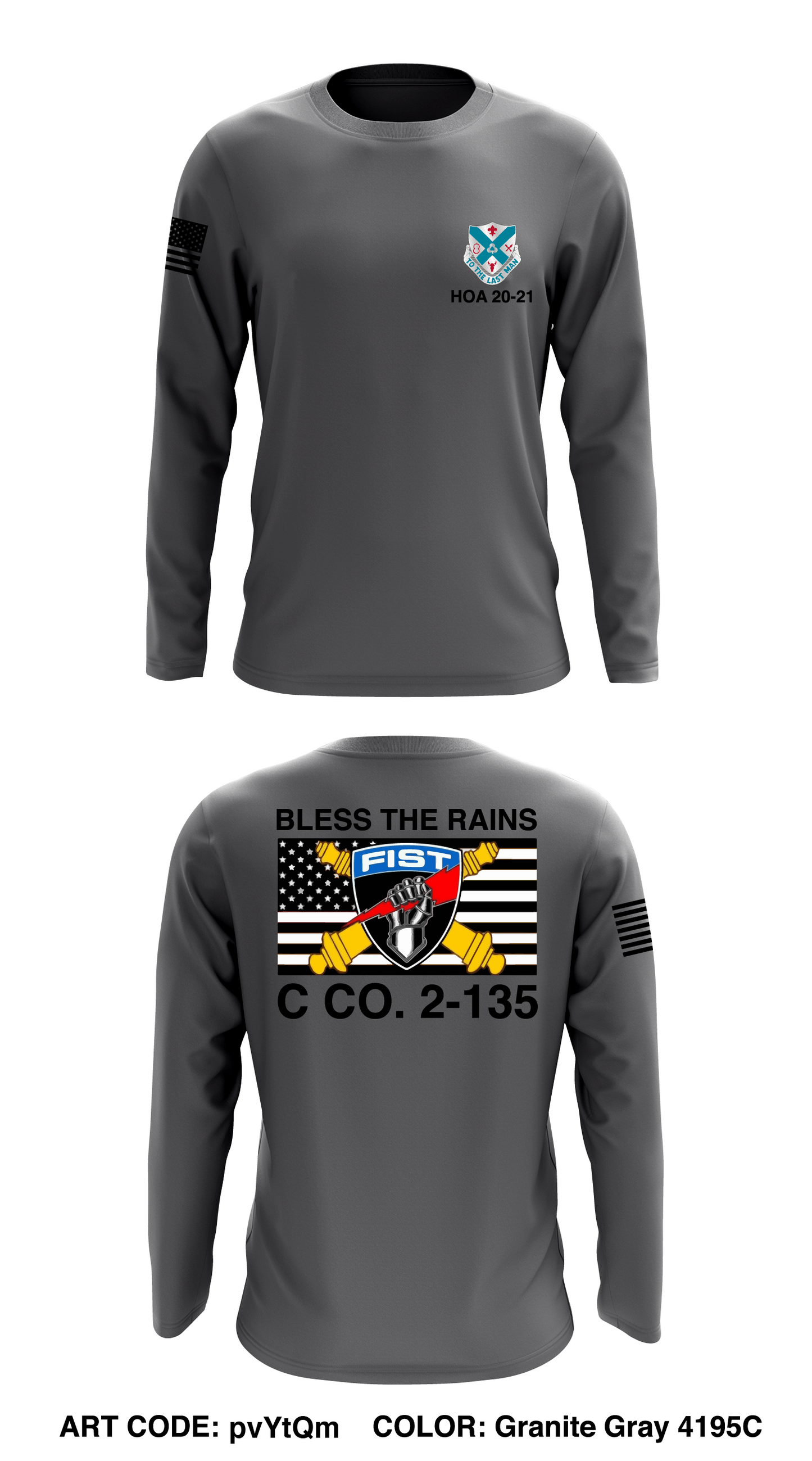 C Co, 2-135 INF Store 1 Core Men's LS Performance Tee - pvytqm