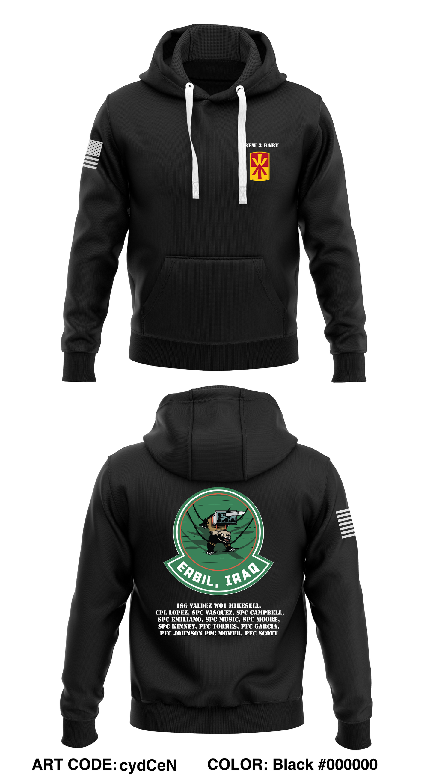 C 1-43, 11TH BN Store 1 Core Men's Hooded Performance Sweatshirt - cydCeN-BLK