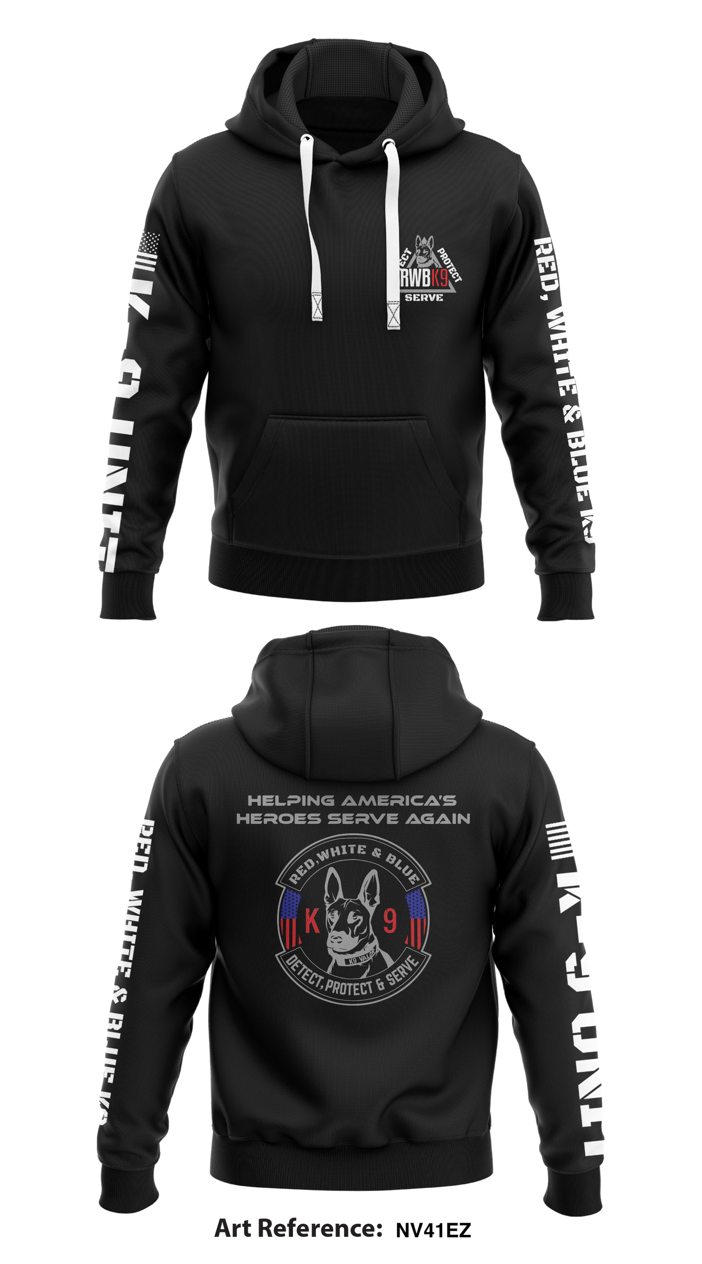 RWBK9 RED, WHITE & BLUE K9 Store 1 Core Men's Hooded Performance Sweatshirt - NV41eZ
