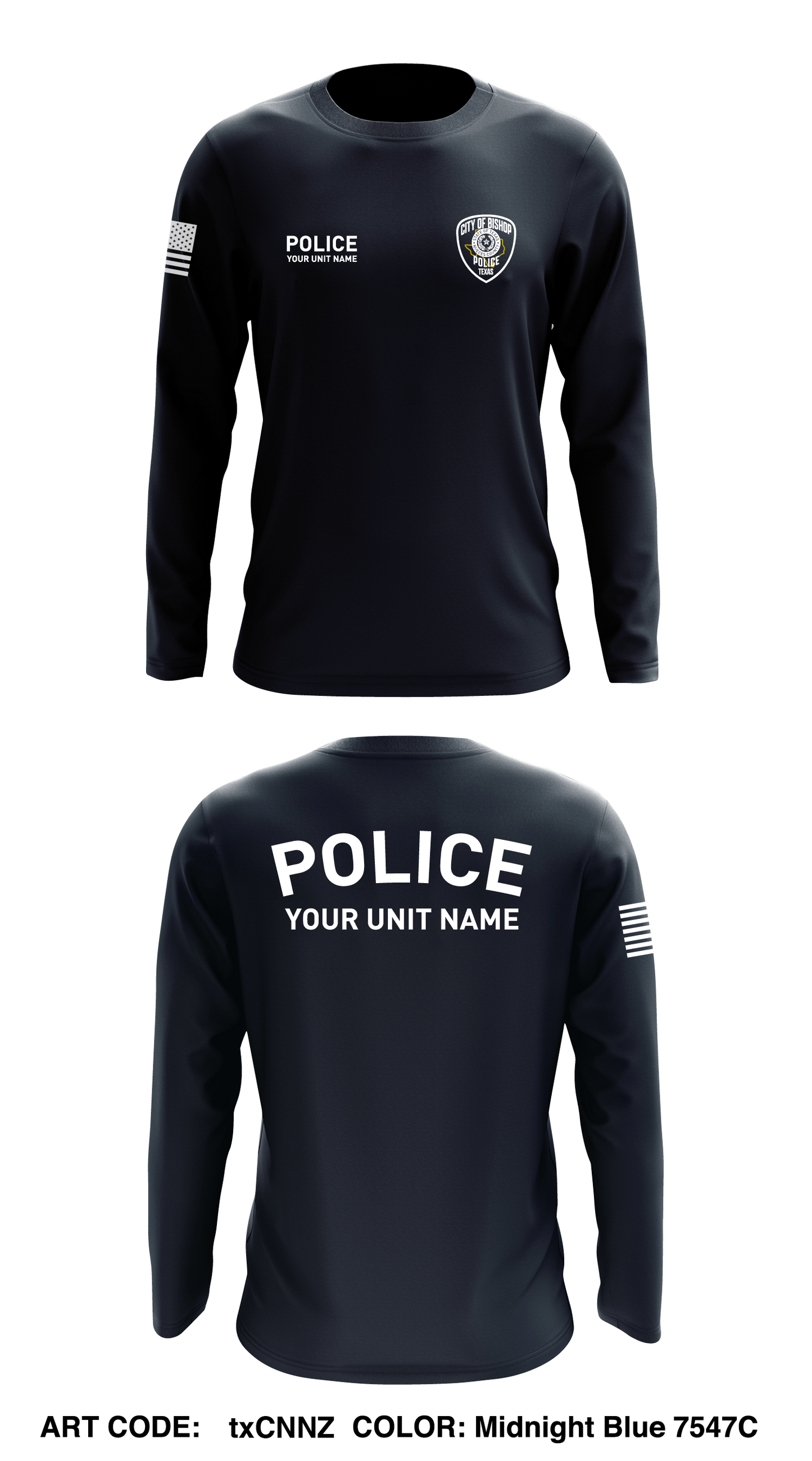 City of Bishop Police Department Store 1 Core Men's LS Performance Tee - txCNNZ