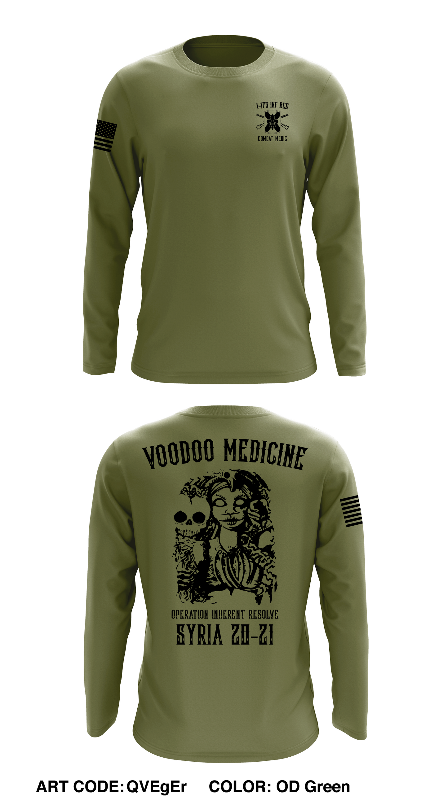 1-173 Inf. Reg. Medic Section Store 1 Core Men's LS Performance Tee - QVEgEr
