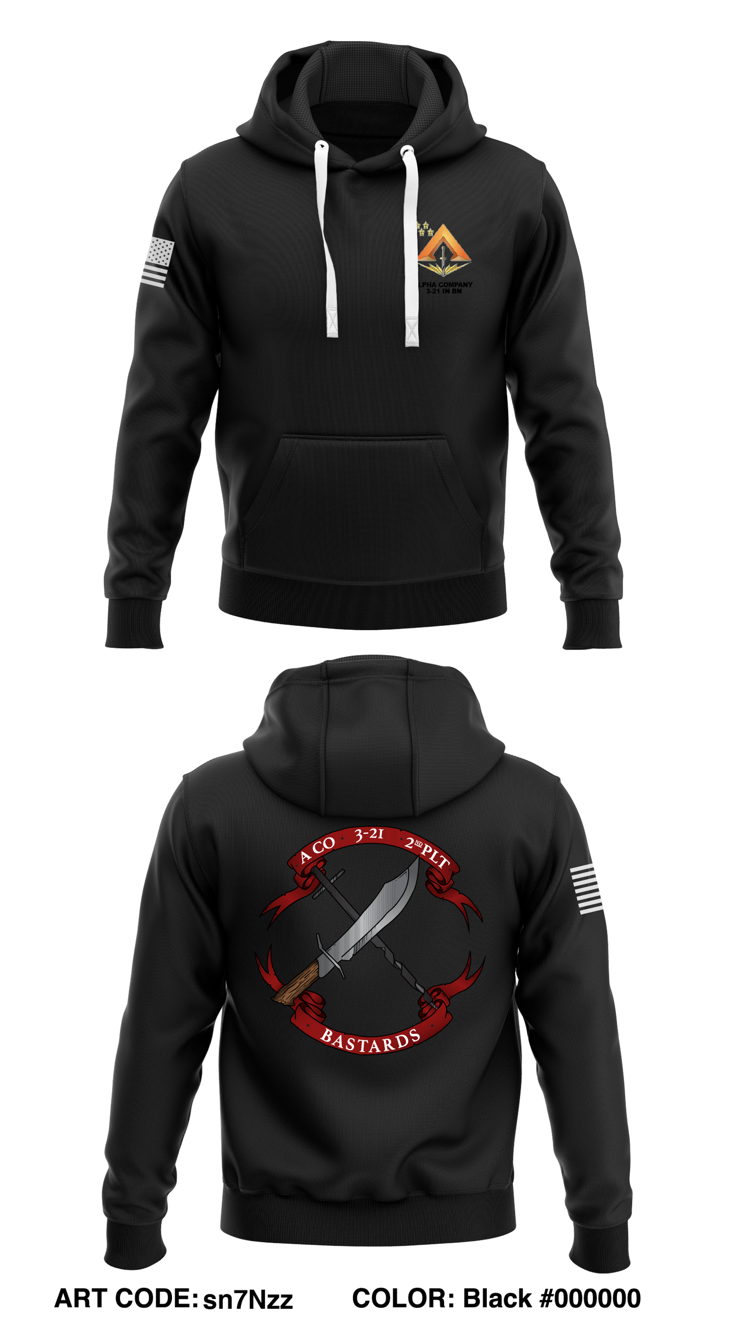 Alpha Company, 3-21 IN BN Store 1 Core Men's Hooded Performance Sweatshirt - KuzBfB