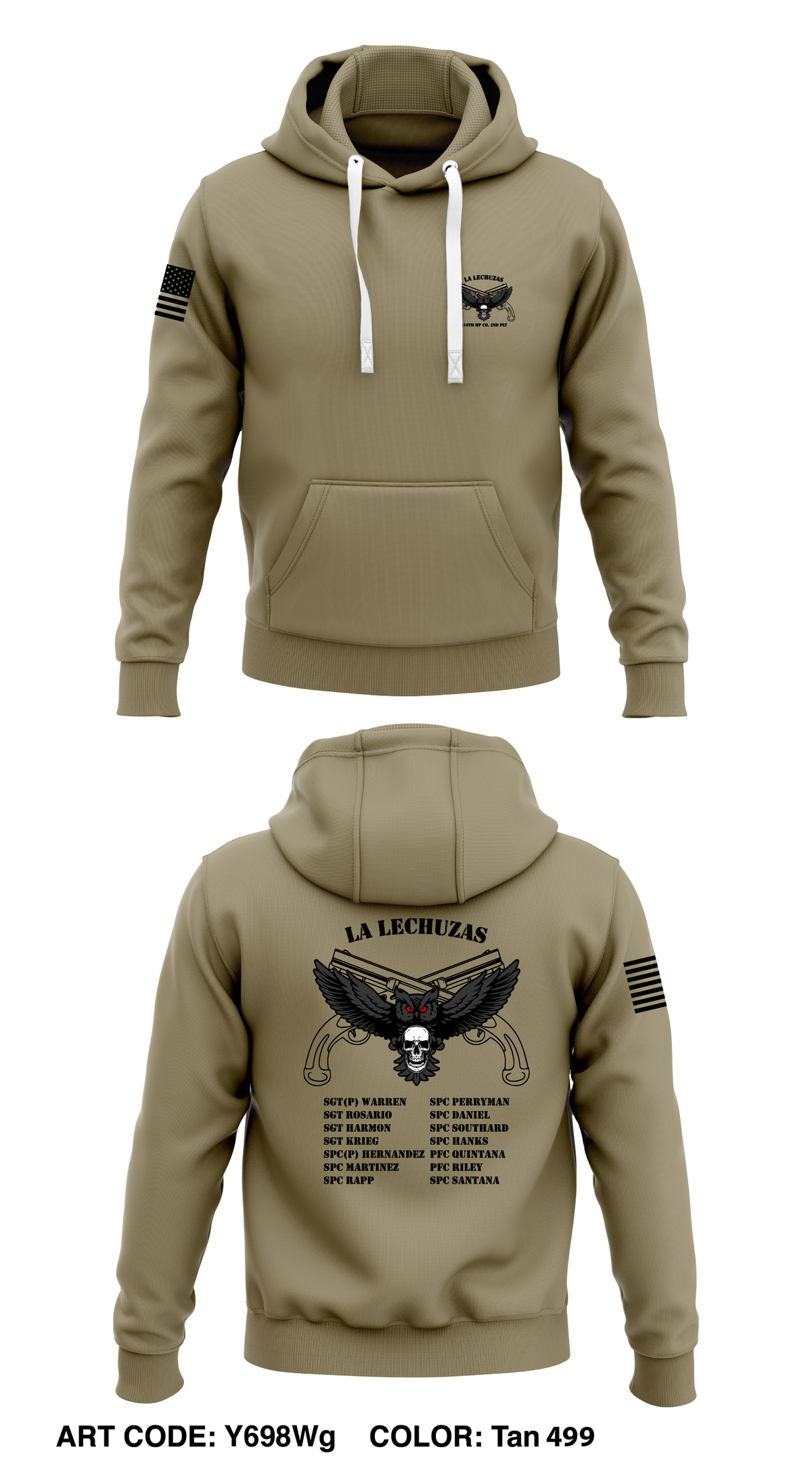 41th MP Co. 2nd PLT, La Lechuza Squad Store 1 Core Men's Hooded Performance Sweatshirt - Y698Wg