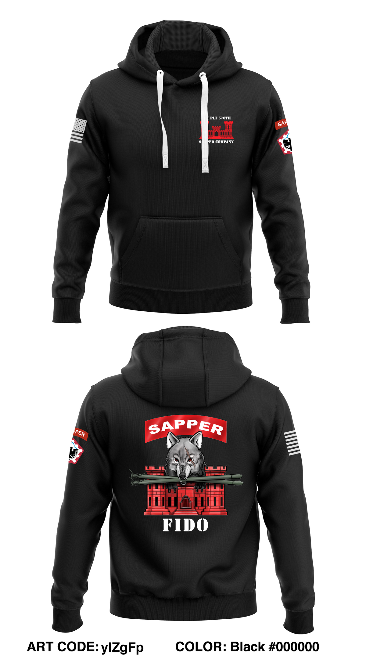 1st PLT 57th Sapper Company Store 1 Core Men's Hooded Performance Sweatshirt - yIZgFp