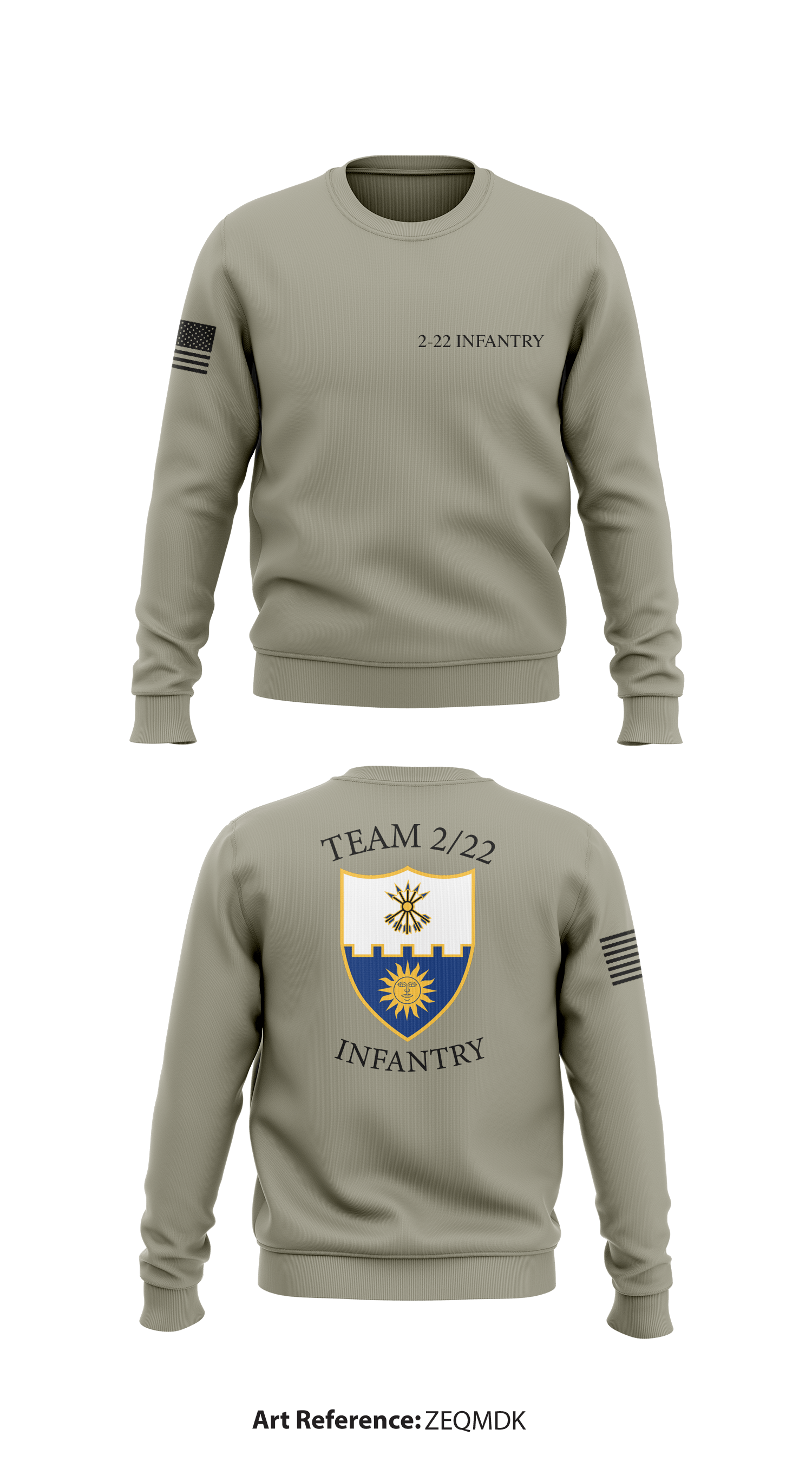 2 22 Infantry Store 1 Core Men s Crewneck Performance Sweatshirt zEQ Emblem Athletic