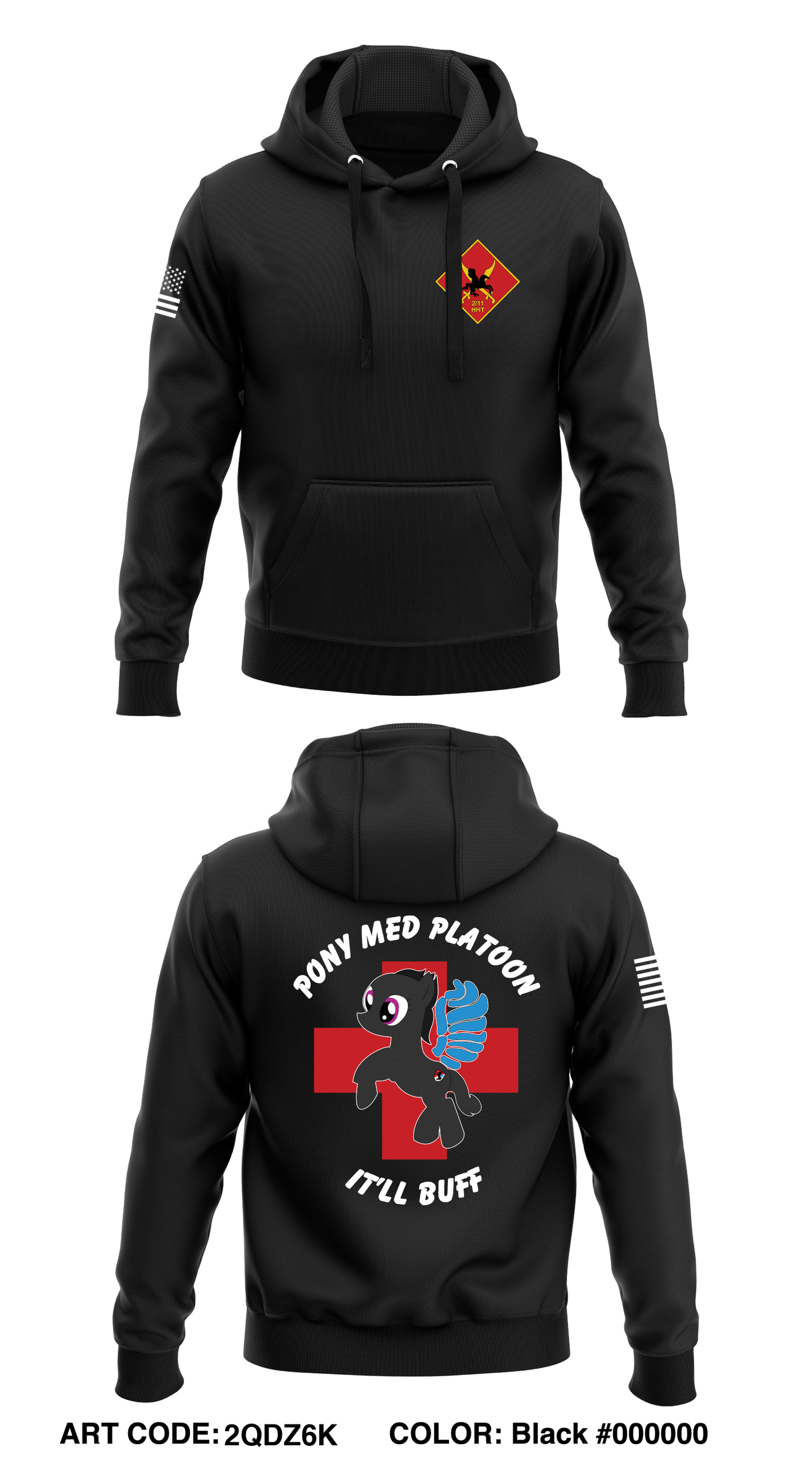 Med Plt, HHT, 2/11 ACR Core Men's Hooded Performance Sweatshirt - 2QDZ6K